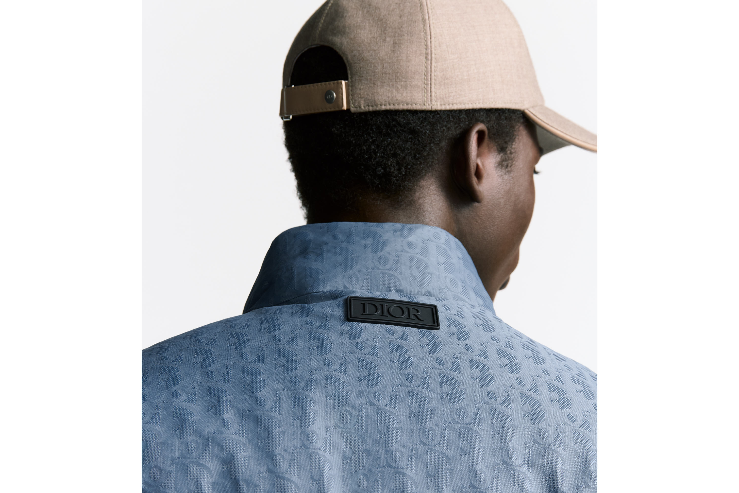 Look Dior Oblique Puffer Jacket Blue Technical Jacquard E03