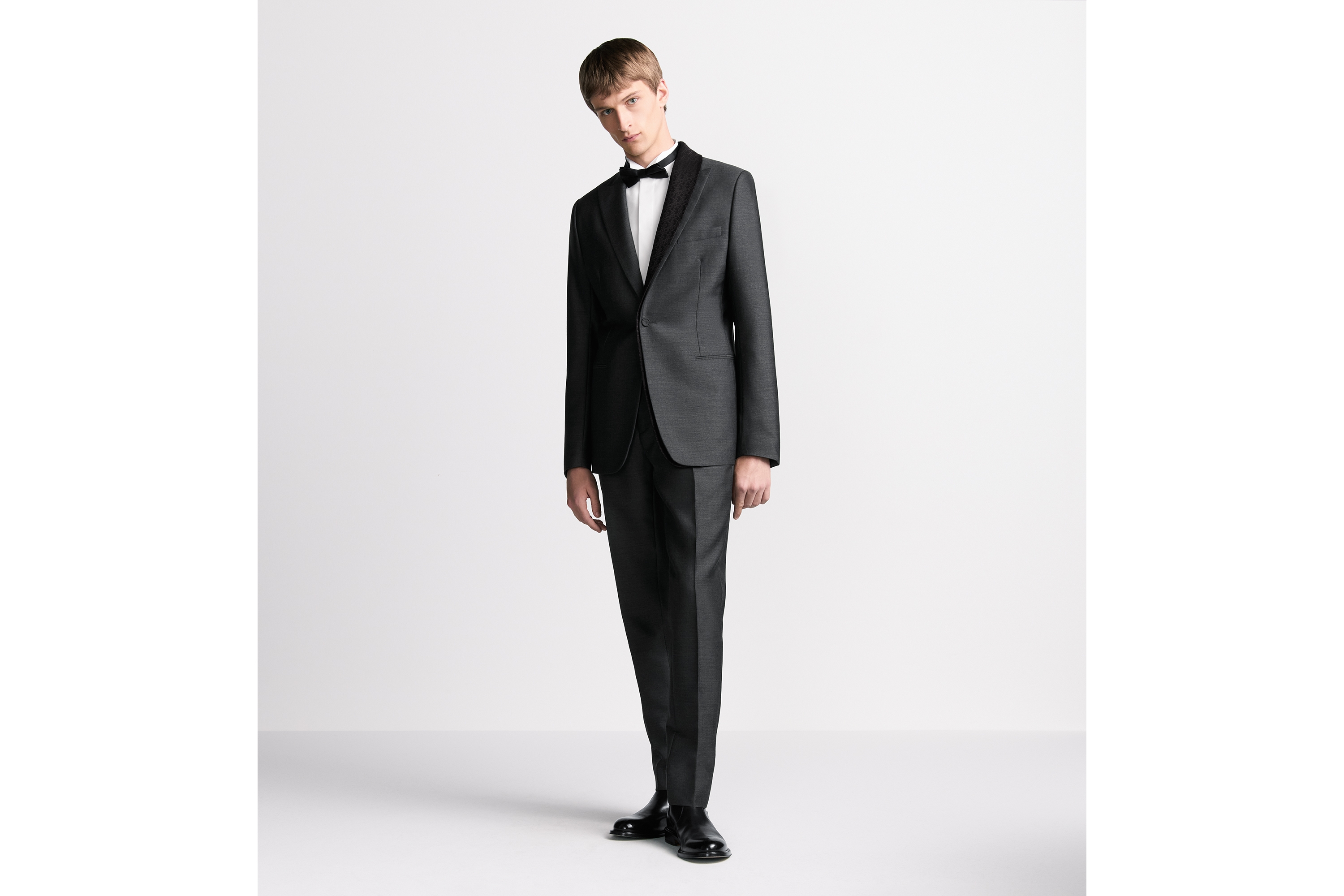 Look Pants with Dior Oblique Waistband Gray Wool and Mohair Twill E02