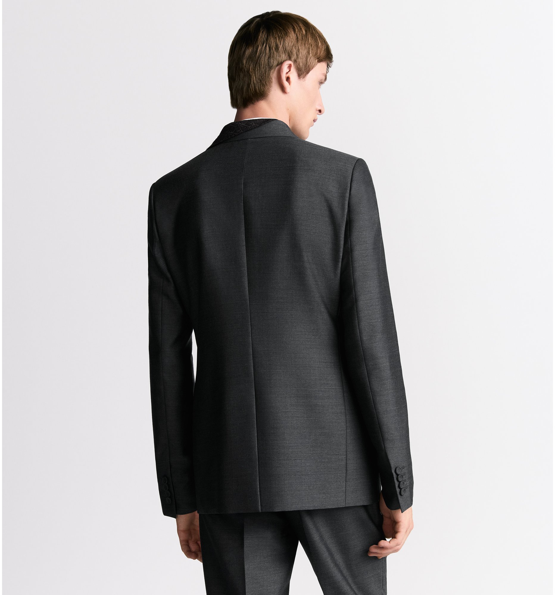 aria_look Jacket with Asymmetric Shawl Collar Three quarter closed view