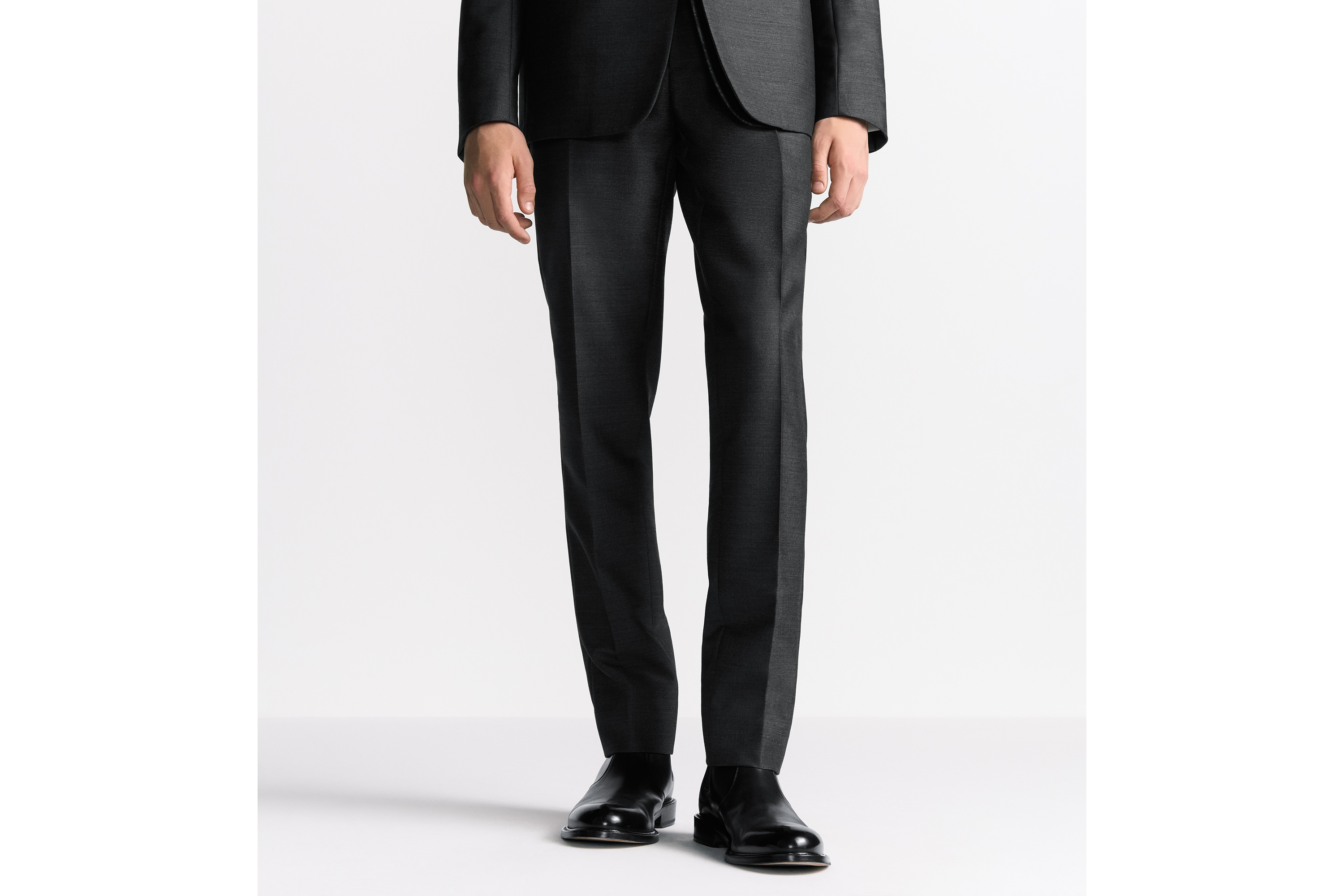 Look Pants with Dior Oblique Waistband Gray Wool and Mohair Twill E13