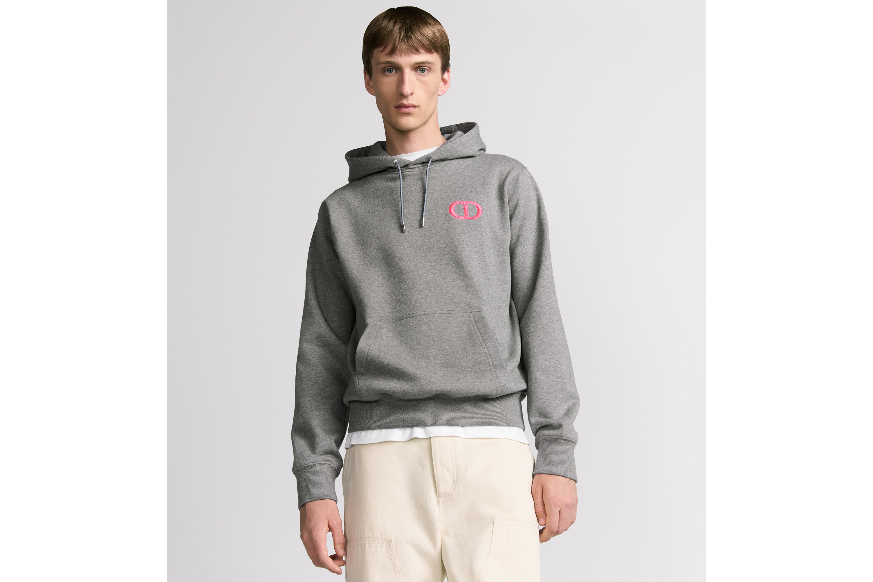 CD Icon Hooded Sweatshirt Gray Cotton Fleece | DIOR
