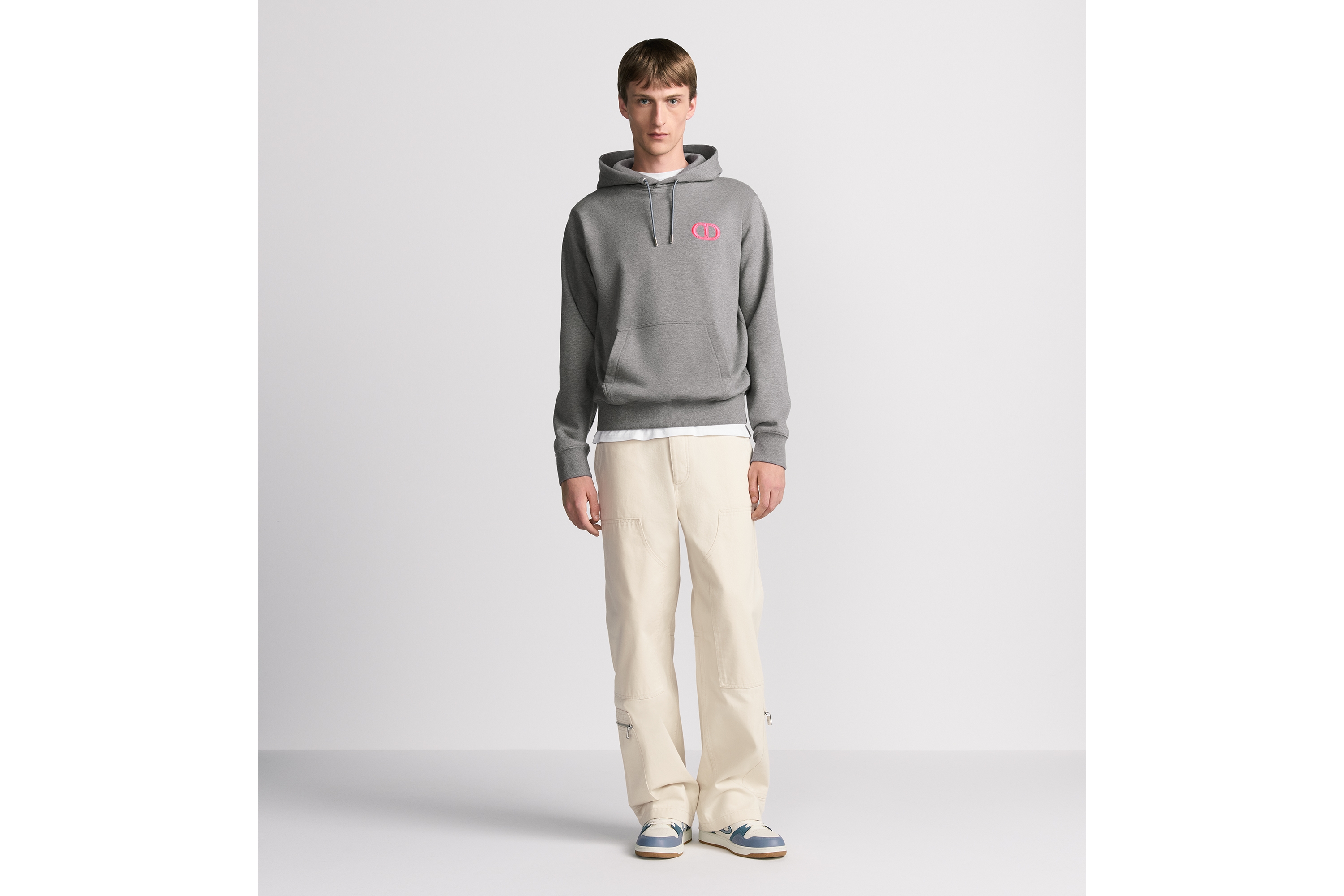 look_image_alt_prefix Trui met capuchon en CD Icon-kenmerk Grijze katoenfleece E08