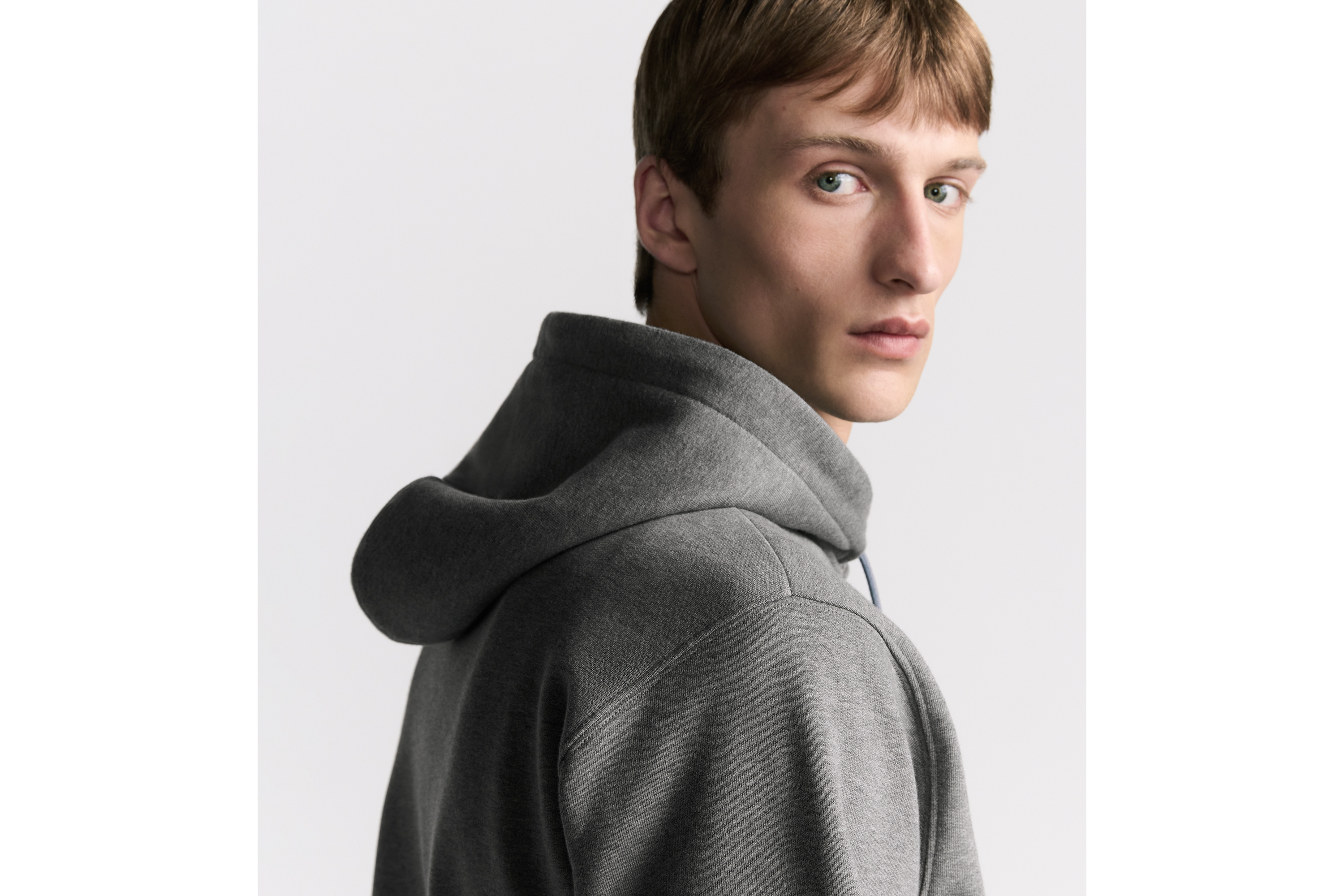 look_image_alt_prefix Trui met capuchon en CD Icon-kenmerk Grijze katoenfleece E10