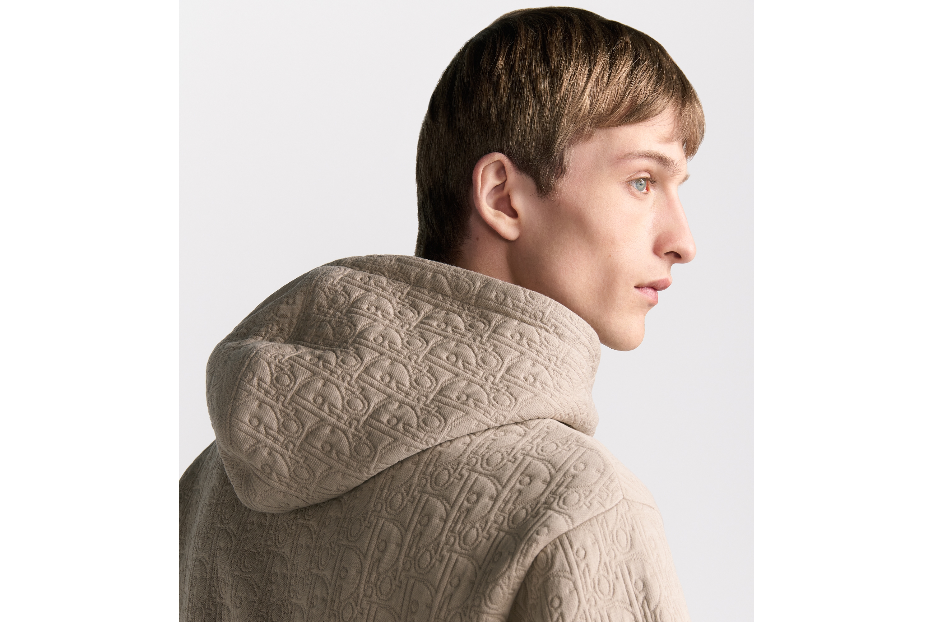 Look Dior Oblique Hooded Sweatshirt Beige Cotton-Blend Jersey E09