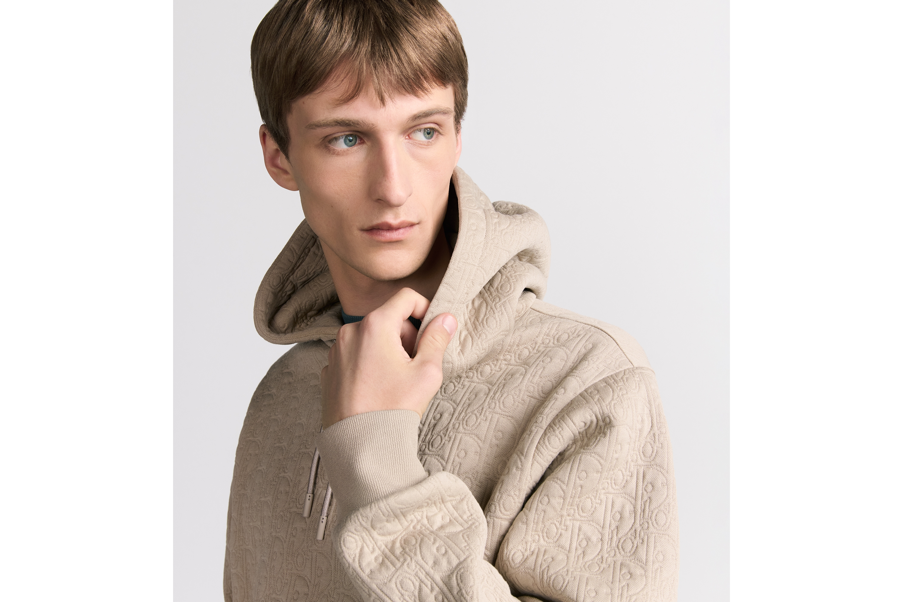 Look Dior Oblique Hooded Sweatshirt Beige Cotton-Blend Jersey E10