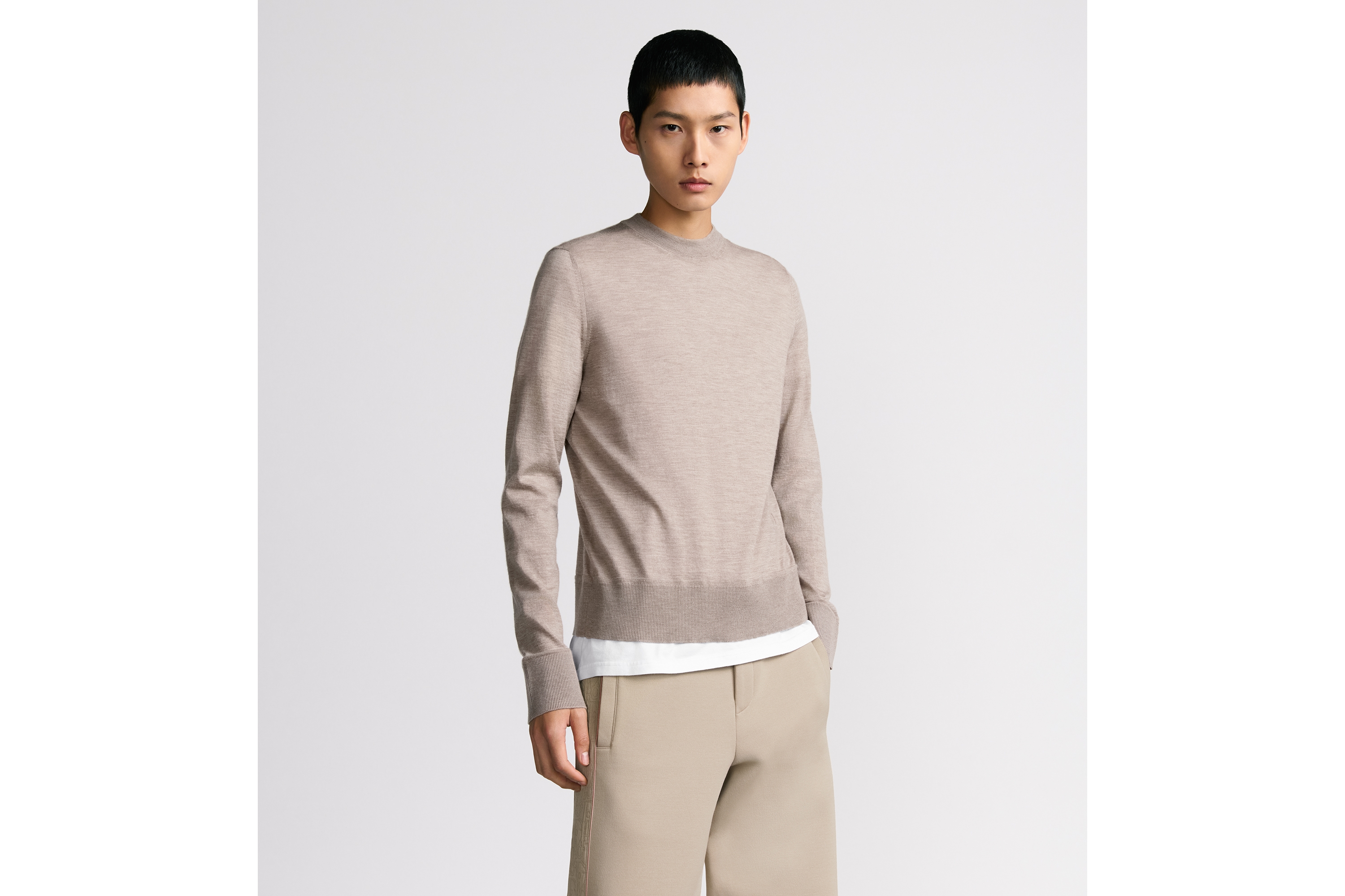 look_image_alt_prefix CD Icon 라운드 넥 스웨터 베이지 캐시미어 저지 E07