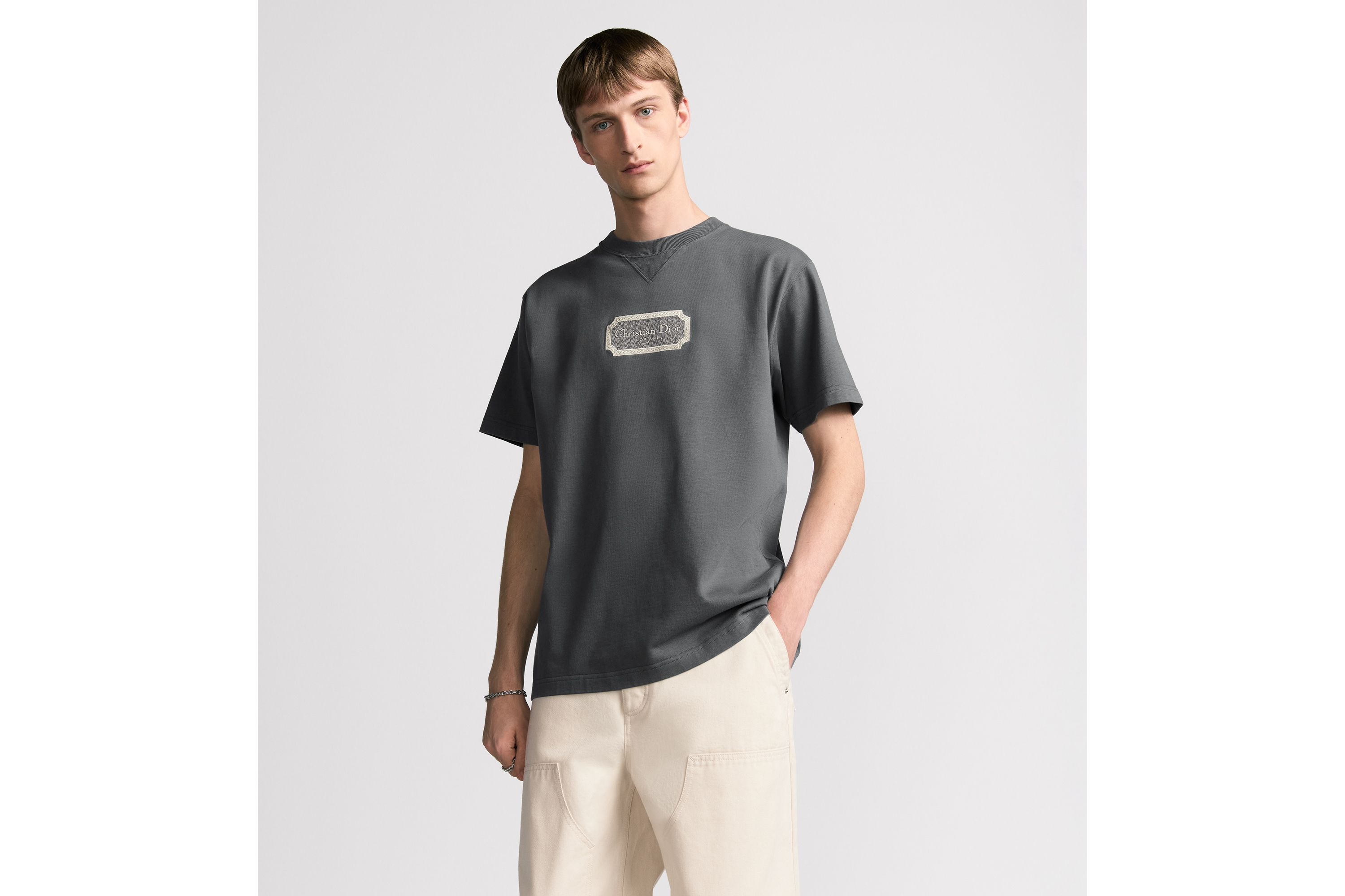 look_image_alt_prefix Christian Dior Couture 티셔츠, 캐주얼 핏 그레이 코튼 저지 E07