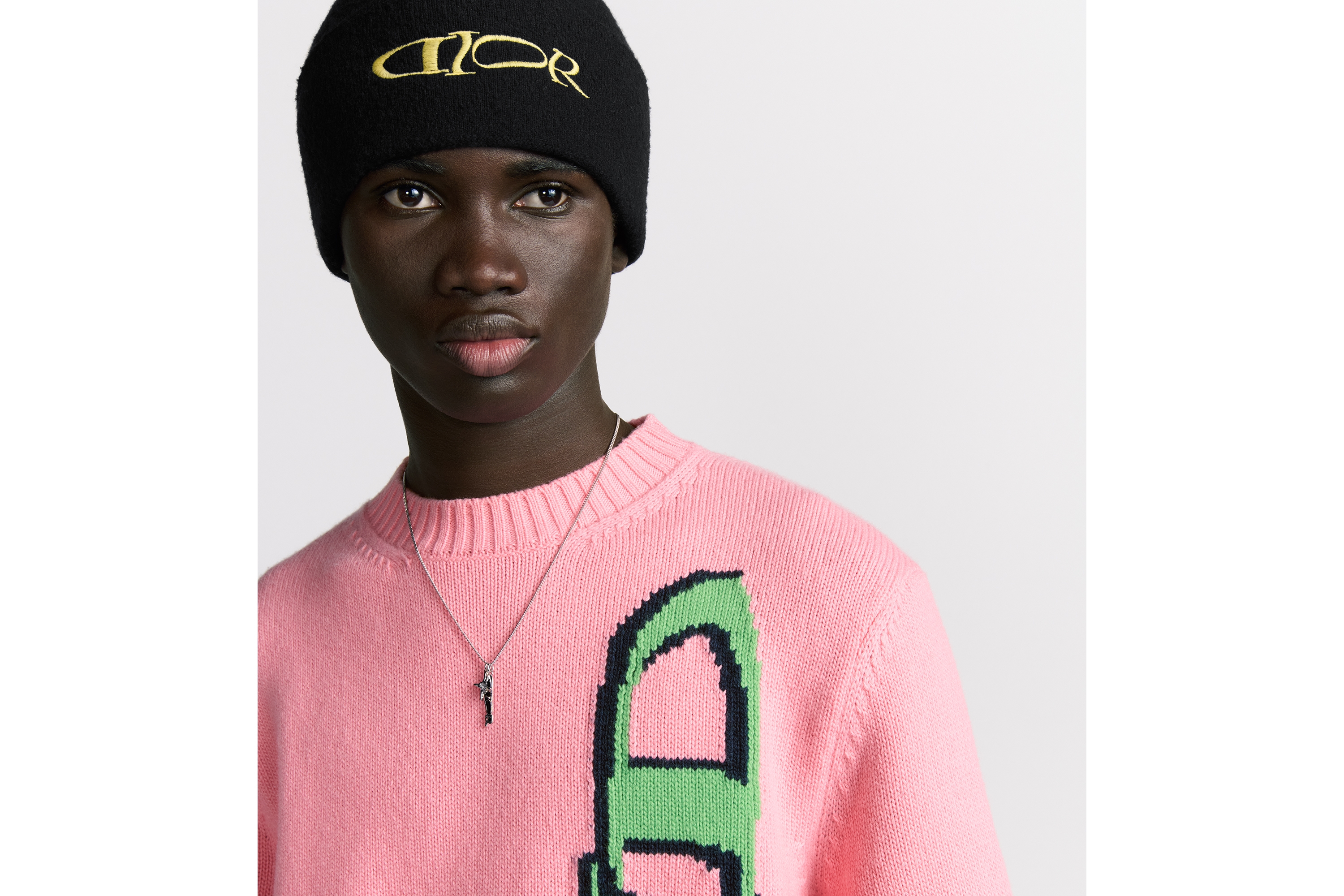 Look Collier pendentifs DIOR AND LEWIS HAMILTON Laiton argenté, résine noire et cristaux blancs E39