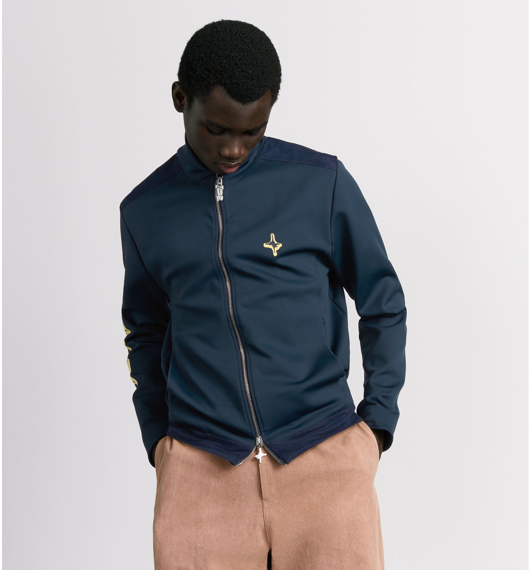 DIOR AND LEWIS HAMILTON Track Jacket Navy Blue Technical Interlock DIOR