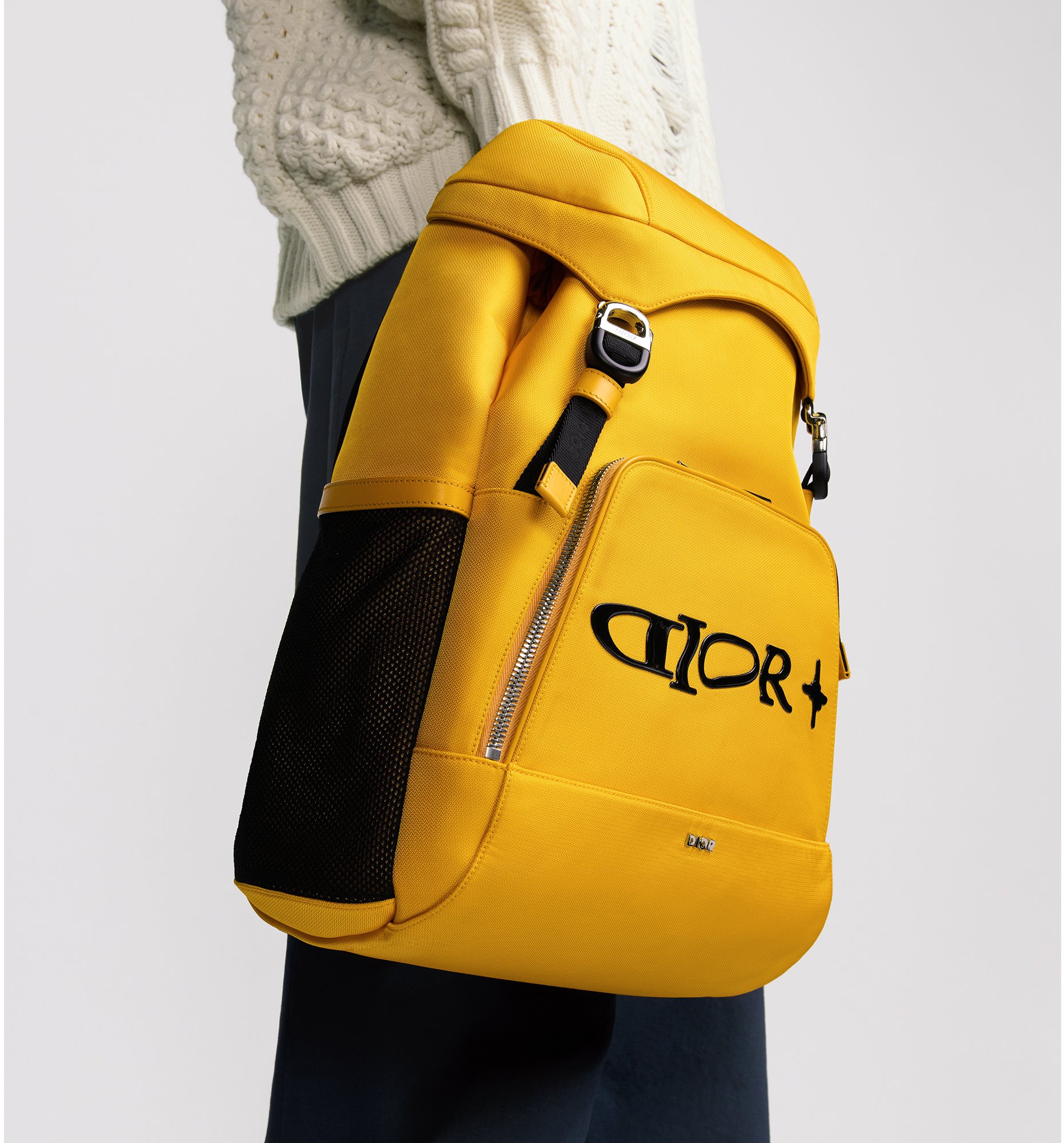 DIOR AND LEWIS HAMILTON Dior 8 Backpack with Flap Yellow Nylon and ...