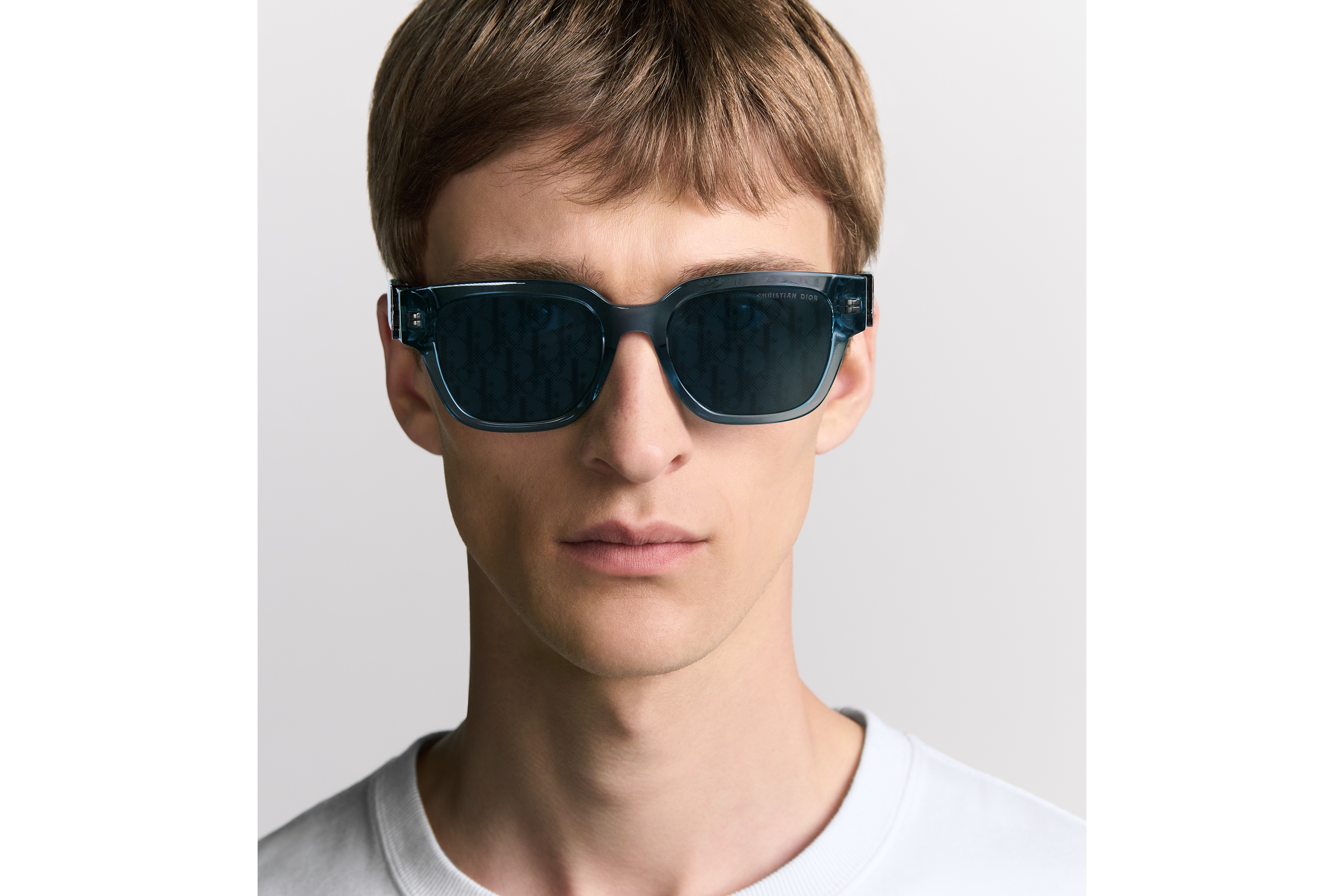 Dior Oblique S1I Lunettes de soleil carrées bleu transparent E29