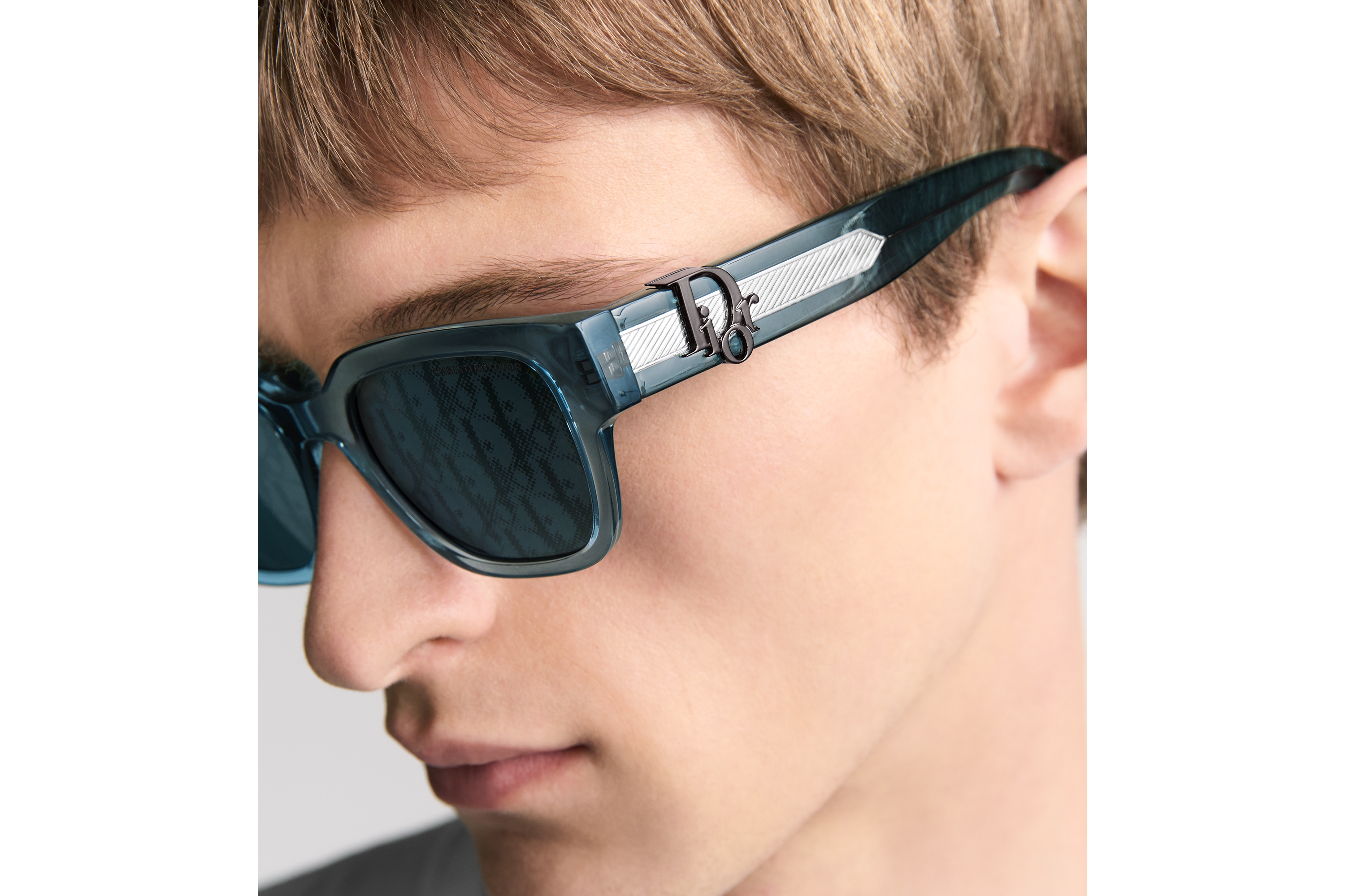 Dior Oblique S1I Lunettes de soleil carrées bleu transparent E30