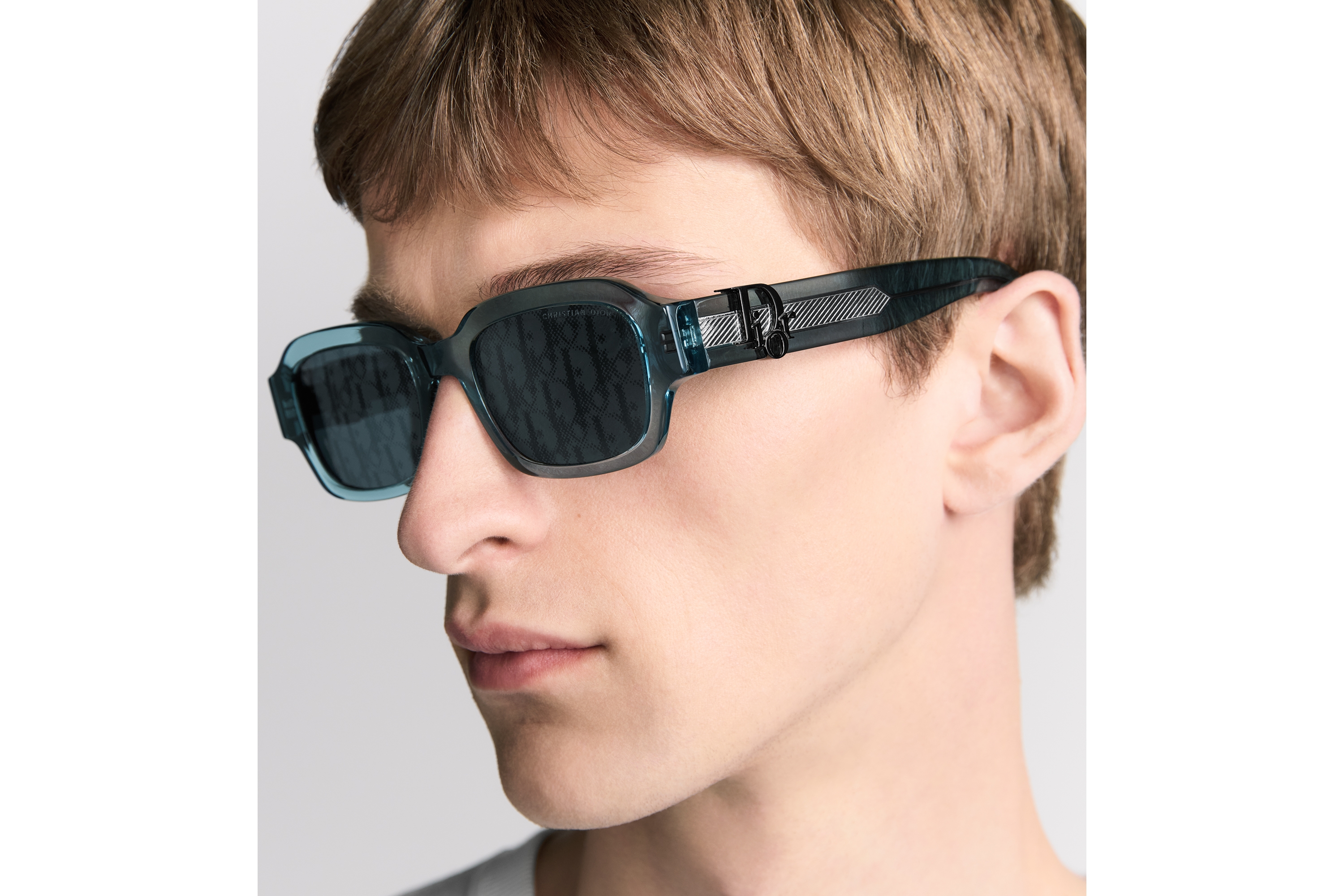 Look Dior Oblique S2I Transparent Blue Rectangular Sunglasses E29