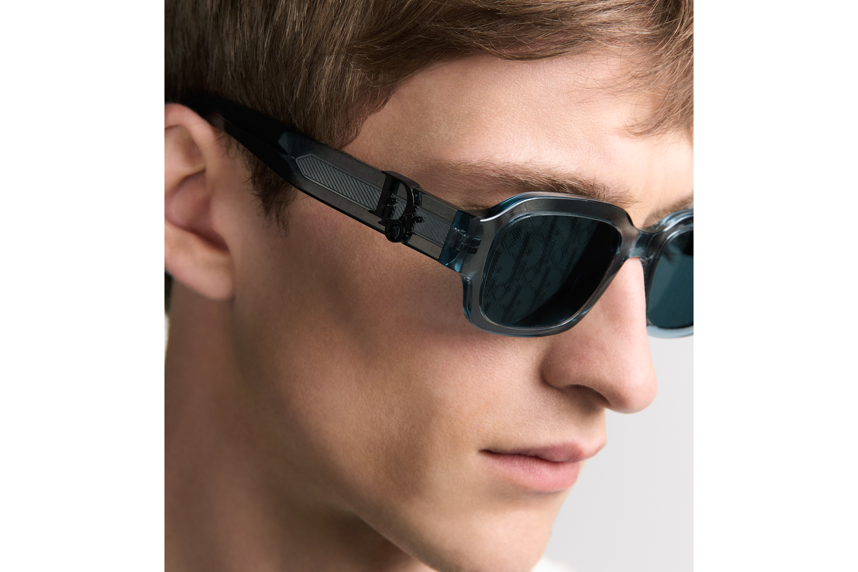 Look Dior Oblique S2I Transparent Blue Rectangular Sunglasses E30