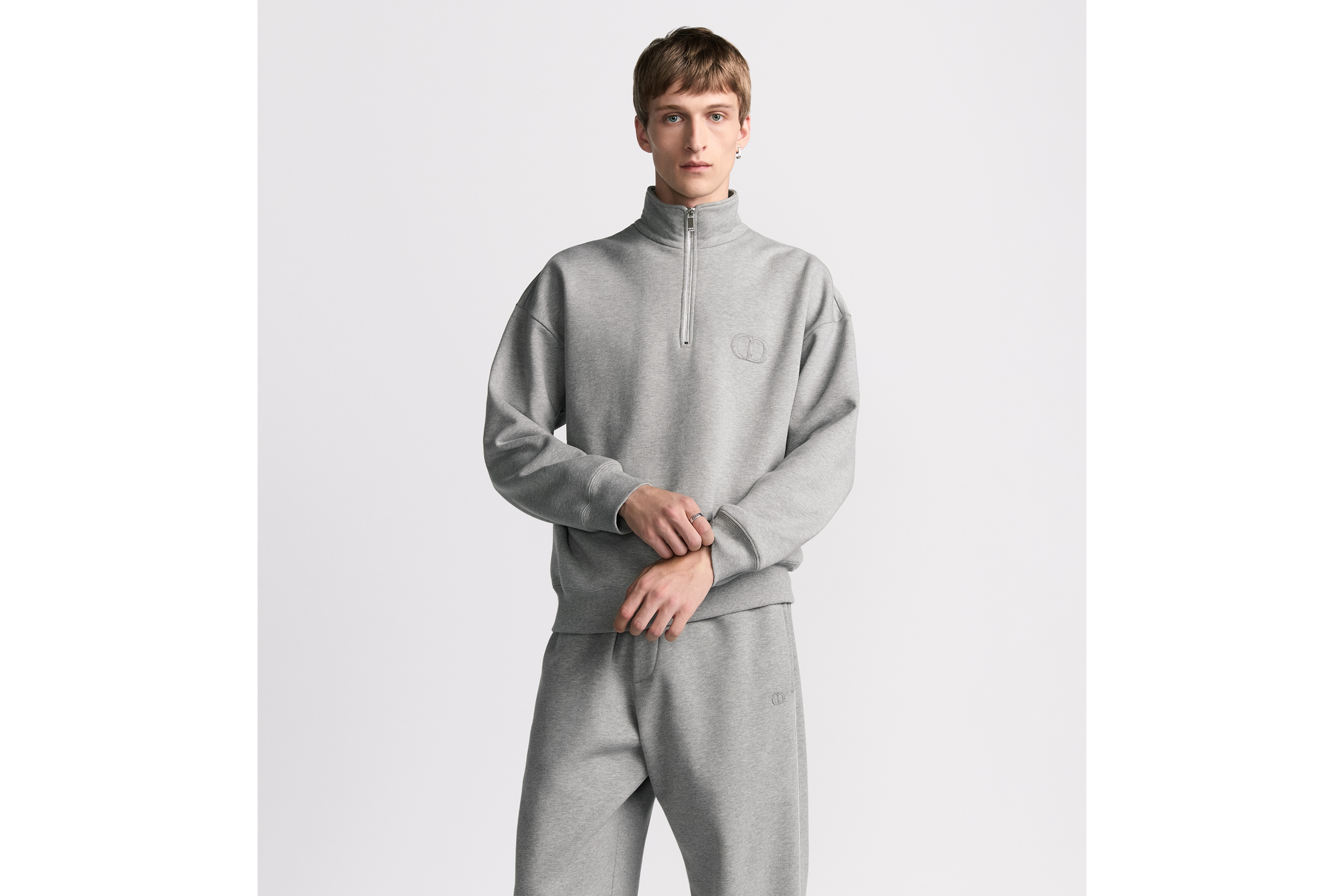 Look Sweatshirt demi-zippé CD Icon Molleton de coton gris E07