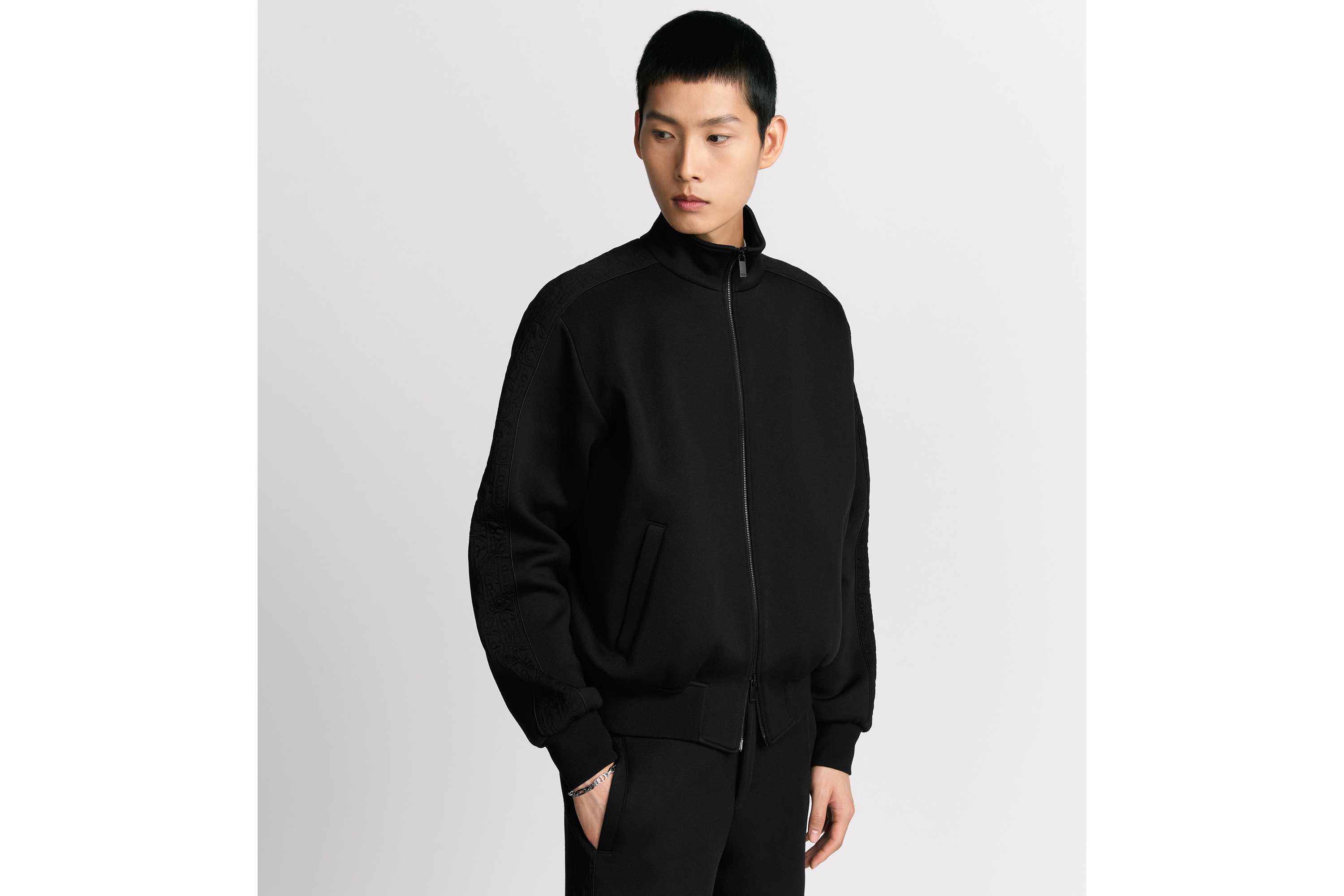 Look Dior Oblique Track Jacket Black Cotton-Blend Jersey E07