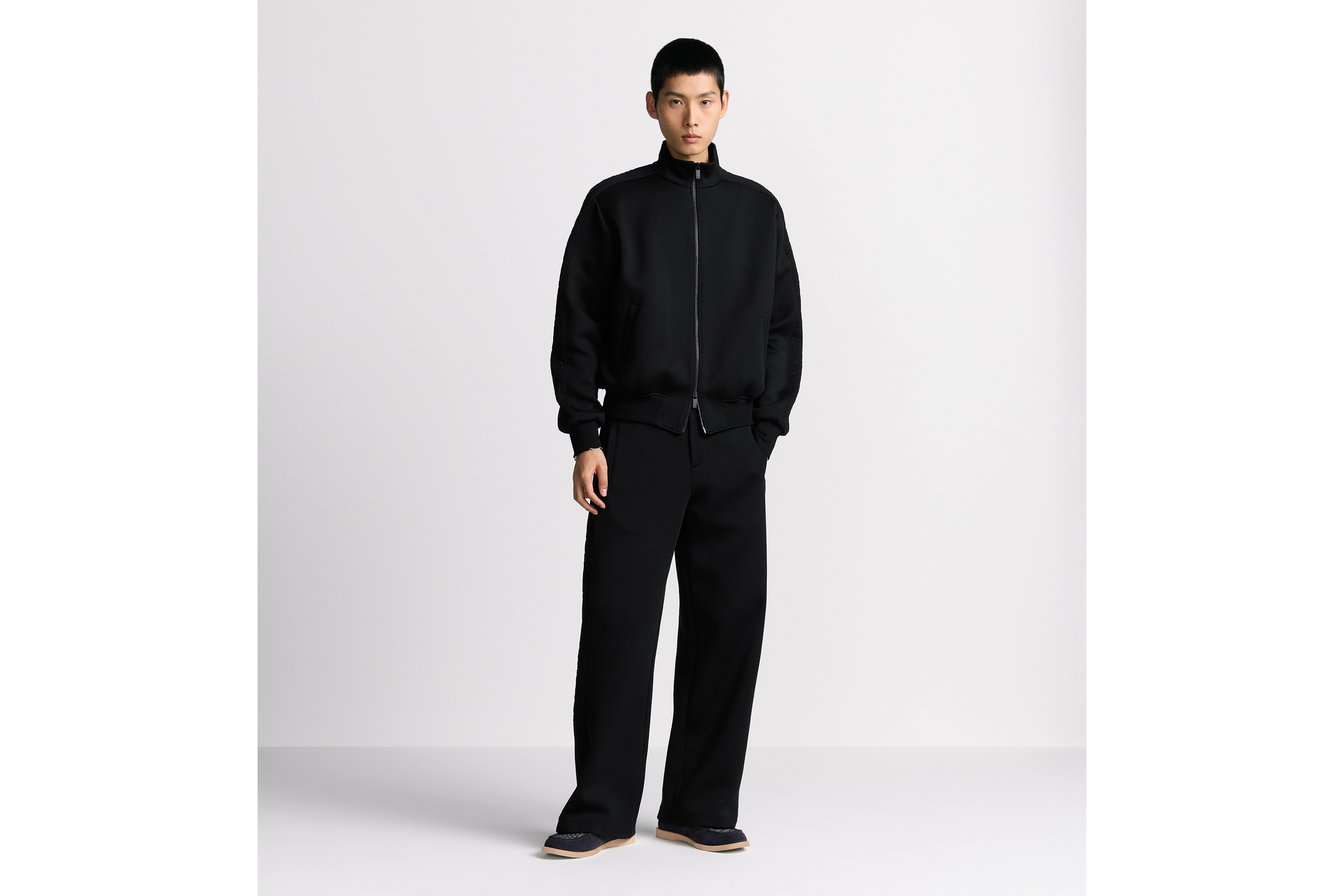 Look Dior Oblique Track Jacket Black Cotton-Blend Jersey E14