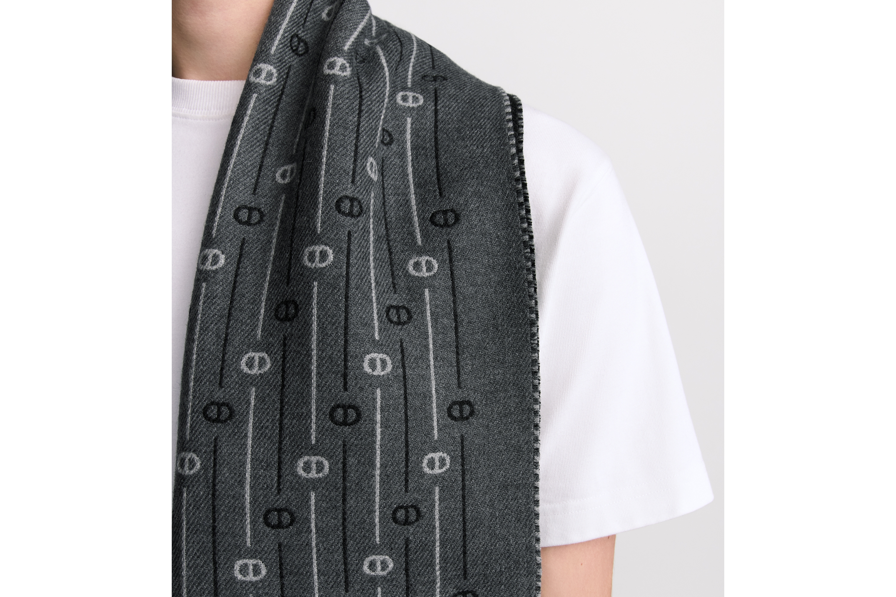 Look CD Icon Striped Scarf Anthracite Gray Wool E33