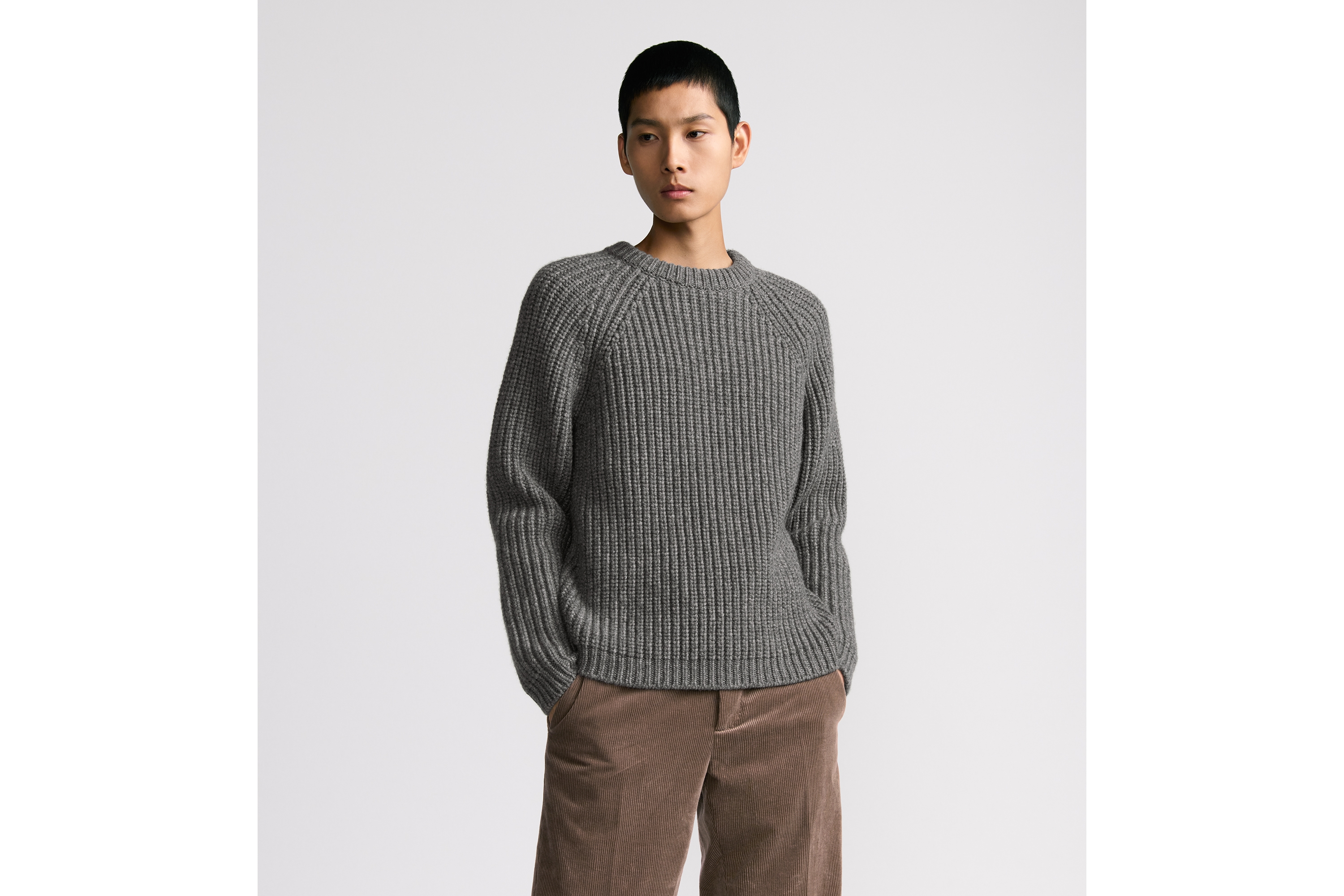 Look Dior Icons Sweater Gray Cashmere Knit E07