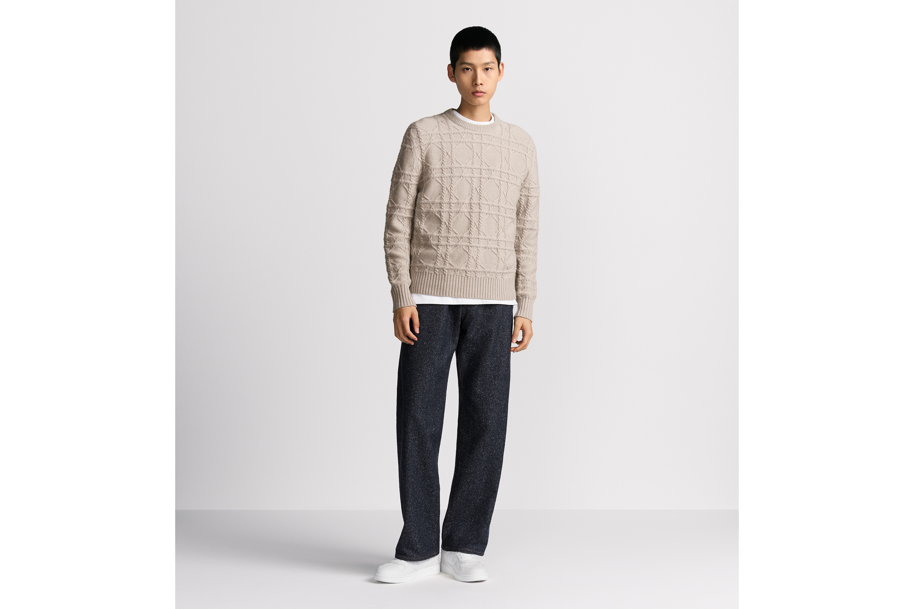 Look Dior Icons Cannage Sweater Beige Cashmere Knit E08