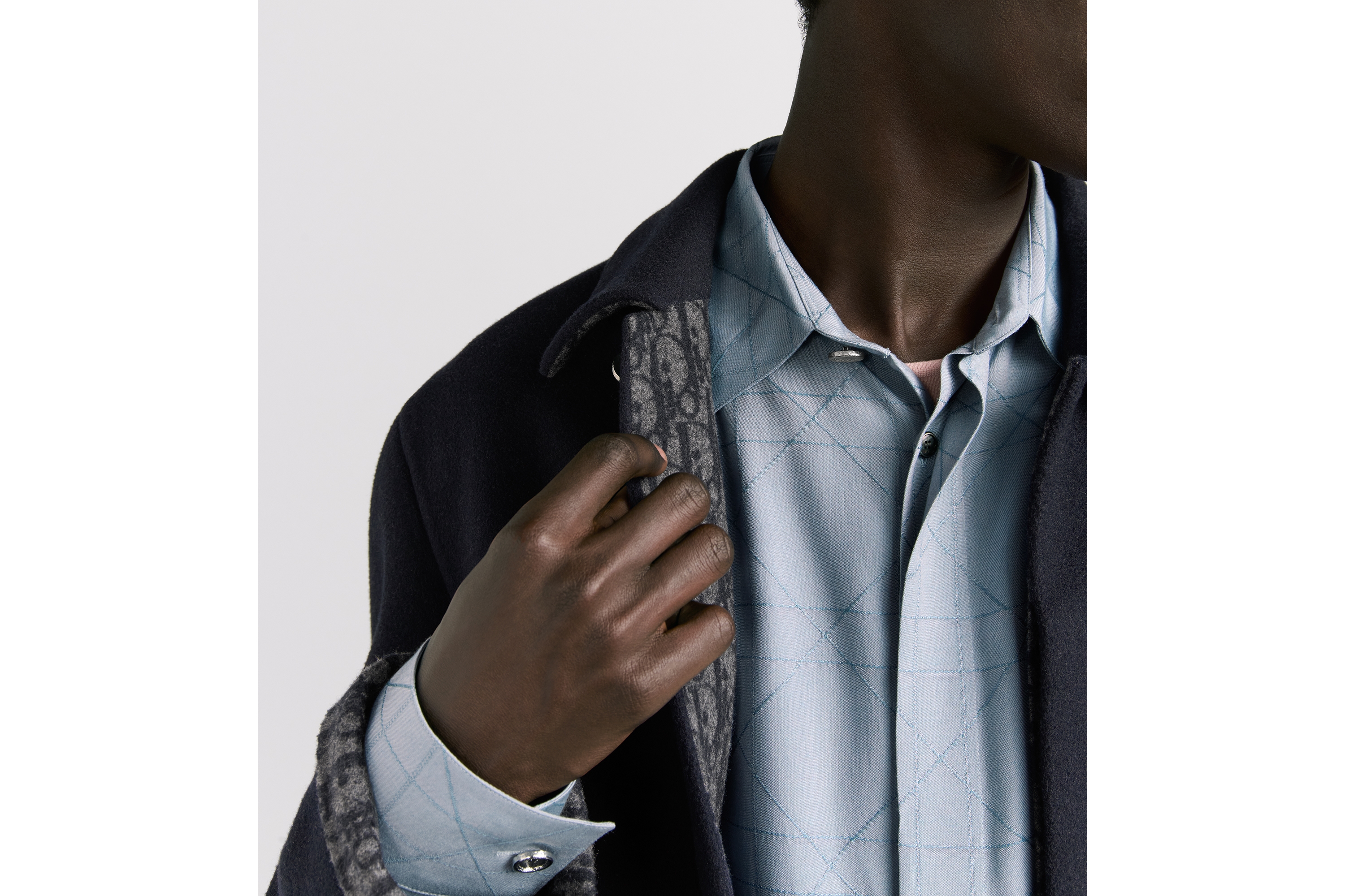 Look Dior Icons Workwear Jacket Navy Blue Double-Sided Virgin Wool and Cashmere E22