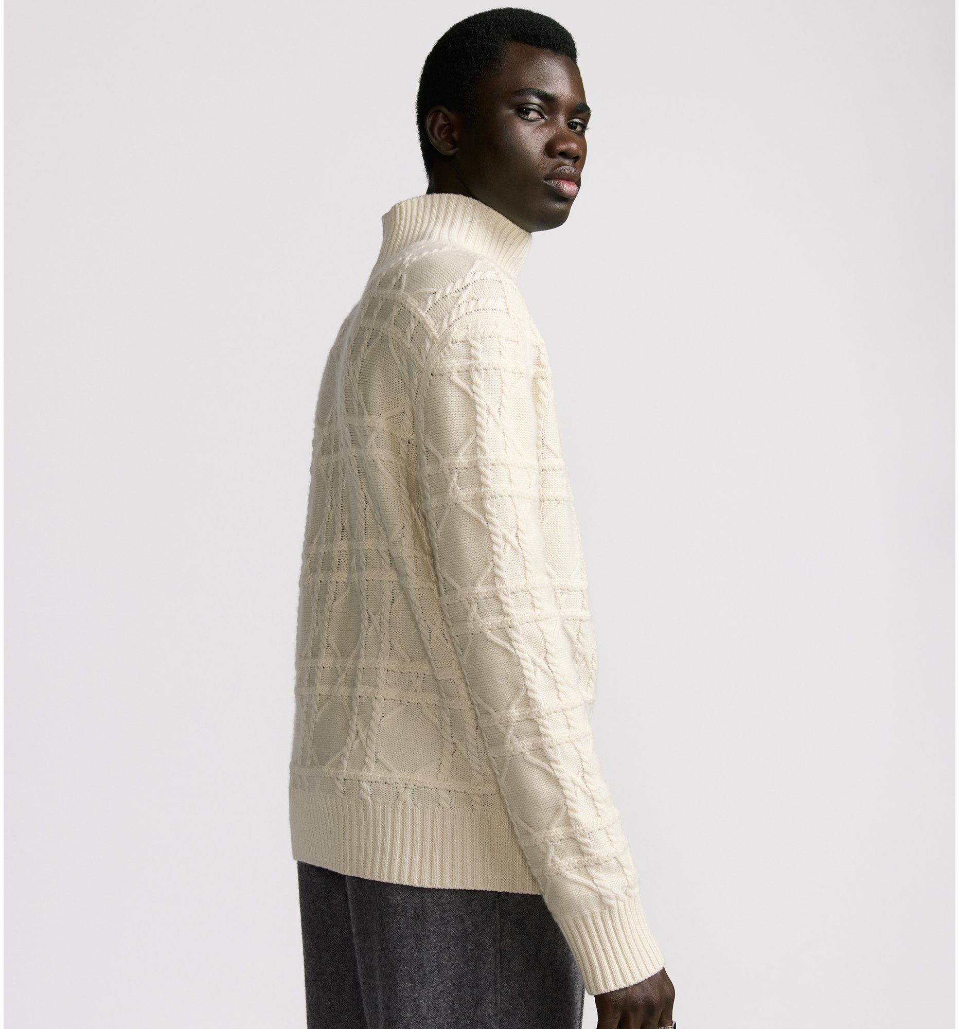 Ivory cashmere turtleneck sweater on sale