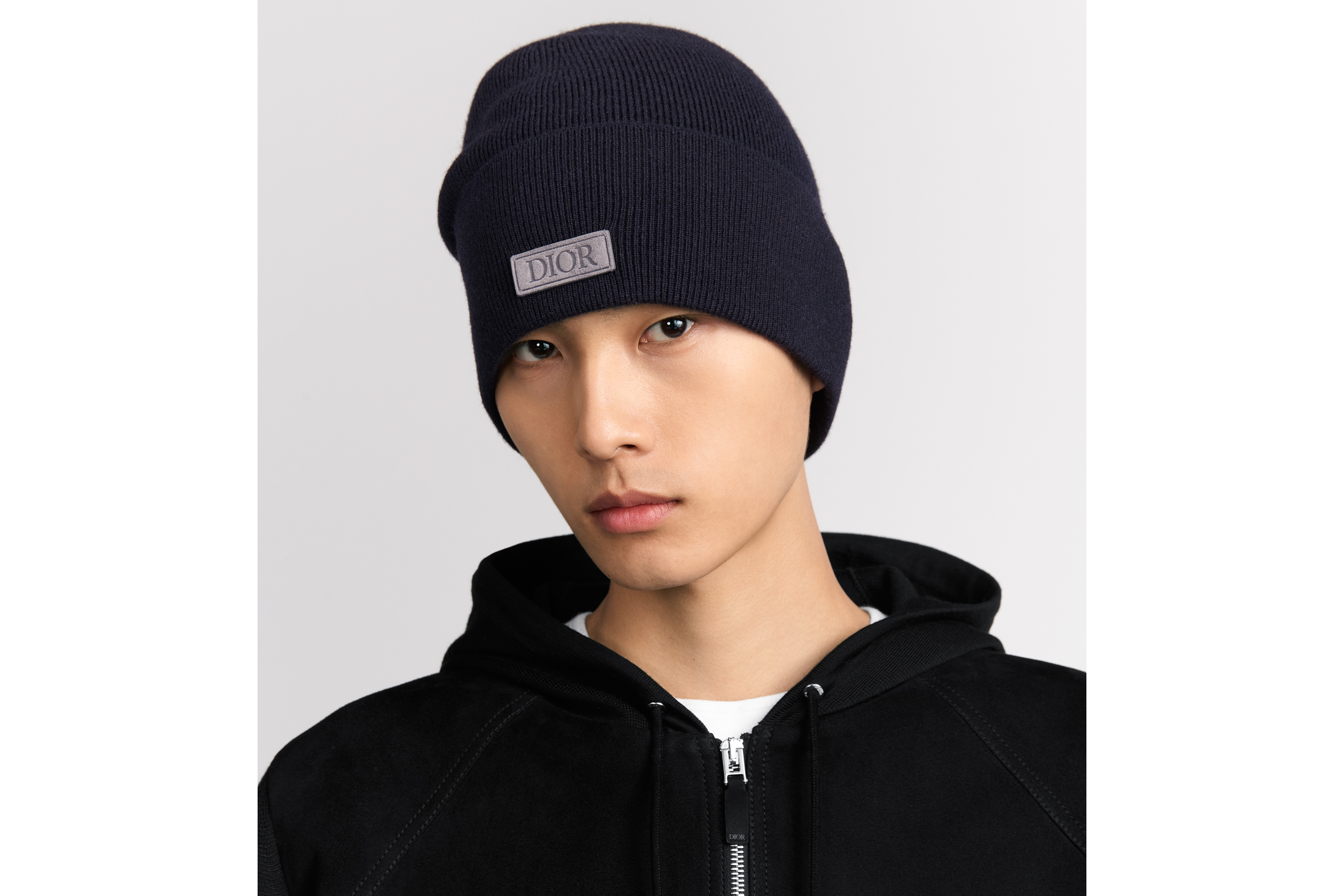 Look Dior Icons Beanie Navy Blue Cashmere E26