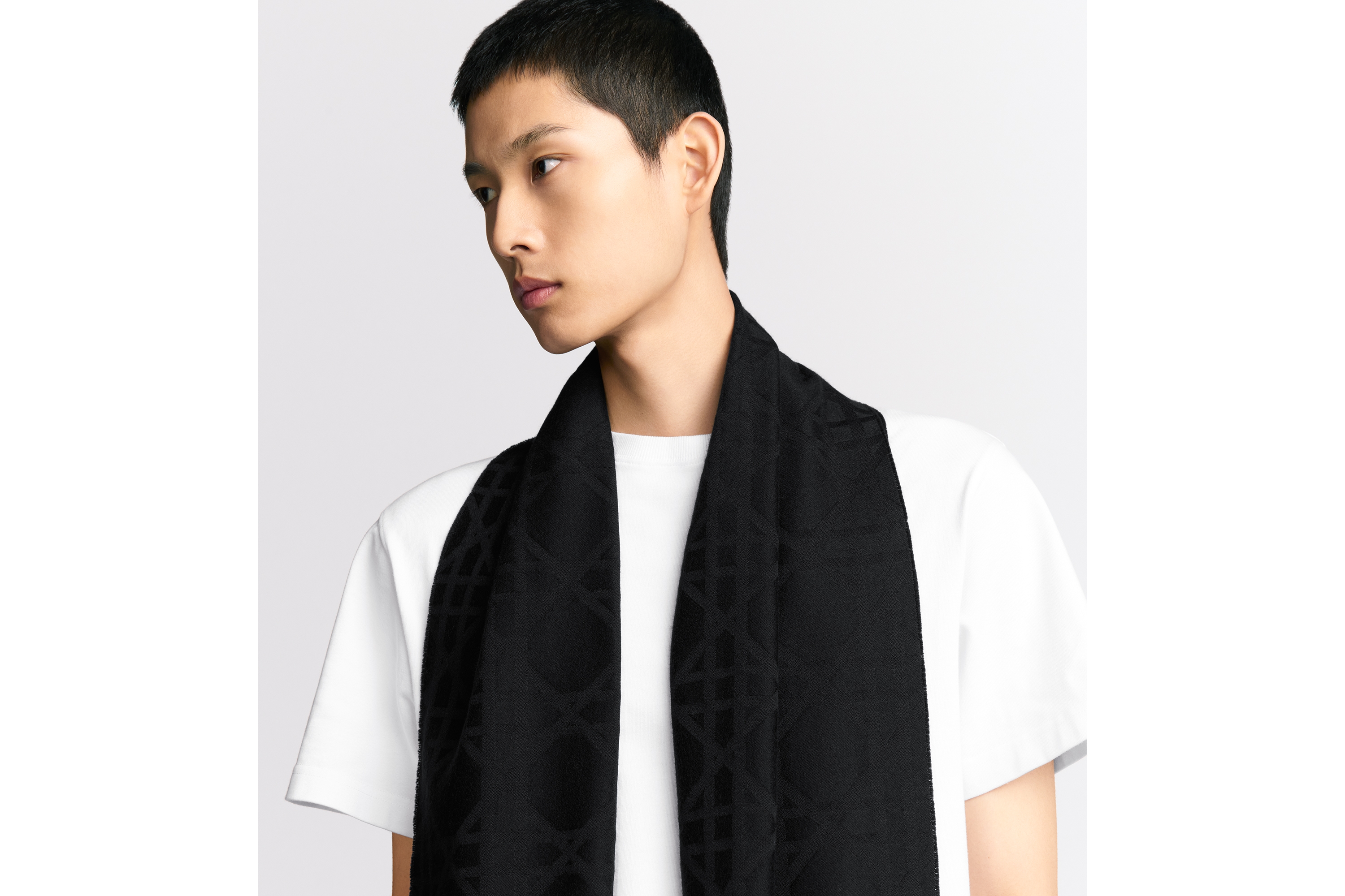 Look Cannage Scarf Black Cashmere E33