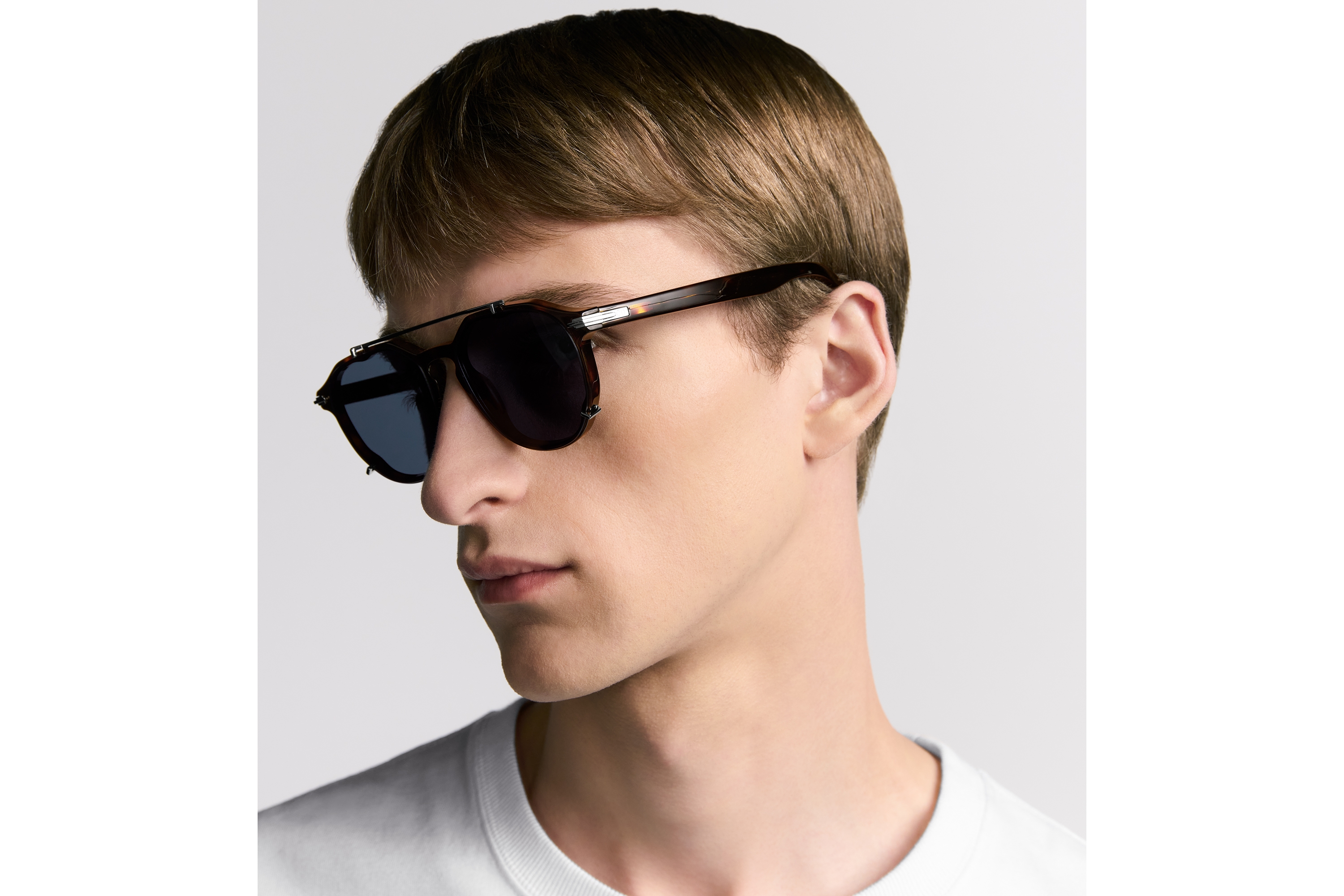 Look DiorBlacksuit RI Lunettes de soleil pantos effet écaille brun E29