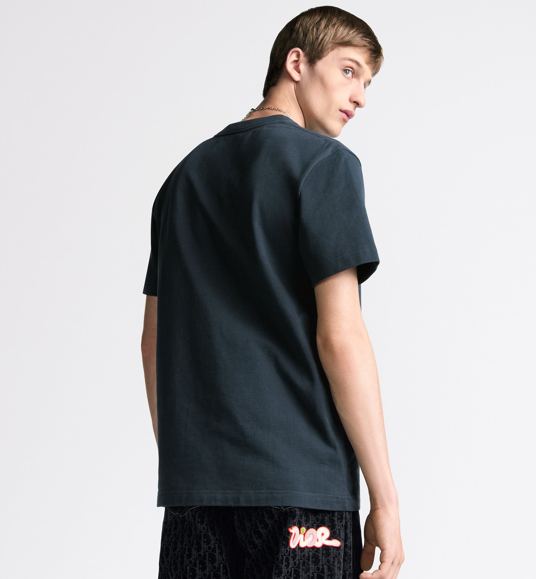 DIOR AND KAWS T-Shirt, Relaxed Fit Blue Cotton Jersey | DIOR DIOR AND KAWS T-Shirt, Relaxed Fit Blue Cotton Jersey | DIOR