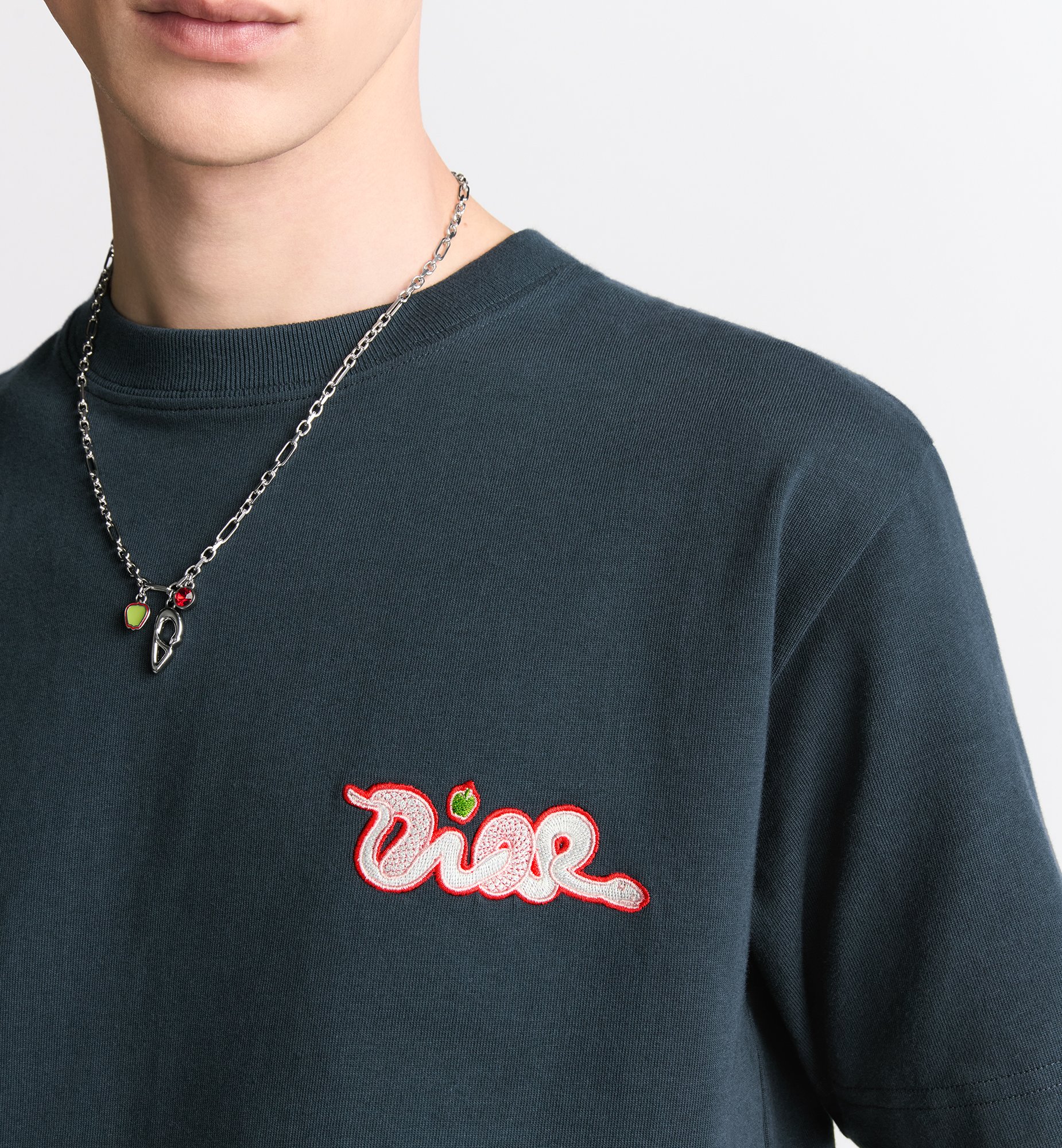 DIOR AND KAWS T-Shirt, Relaxed Fit Blue Cotton Jersey | DIOR DIOR AND KAWS T-Shirt, Relaxed Fit Blue Cotton Jersey | DIOR
