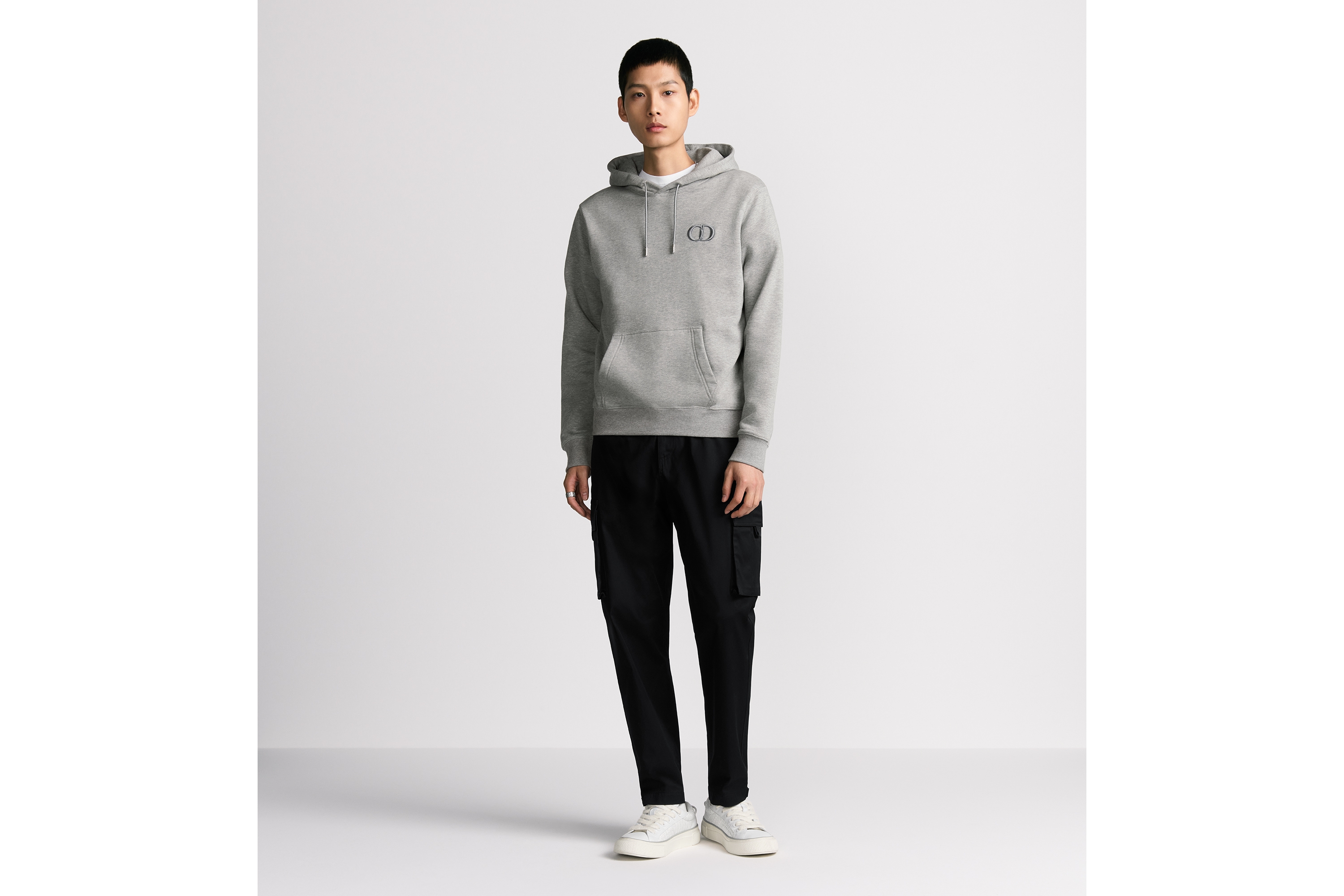 Look CD Icon Hooded Sweatshirt Gray Cotton Fleece E08