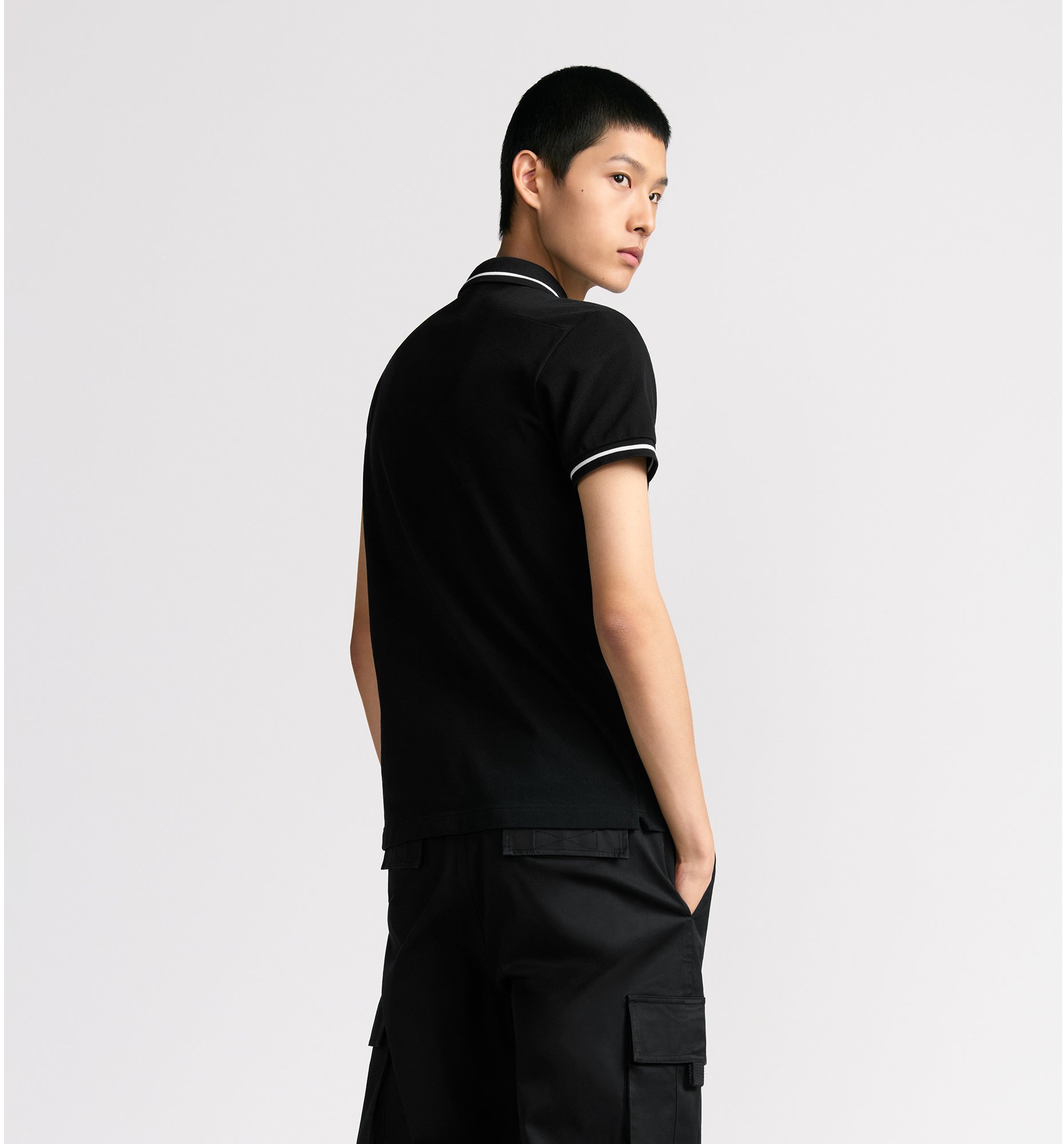 Polo Shirt with Bee Embroidery Black Cotton Piqué | DIOR