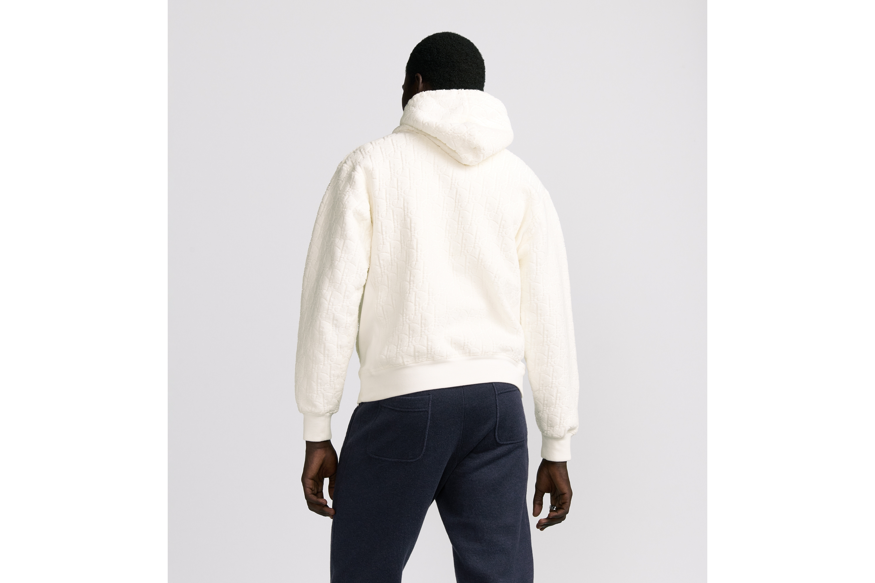 Look Dior Oblique Relaxed-Fit Hooded Sweatshirt Off-White Cotton Fleece E03