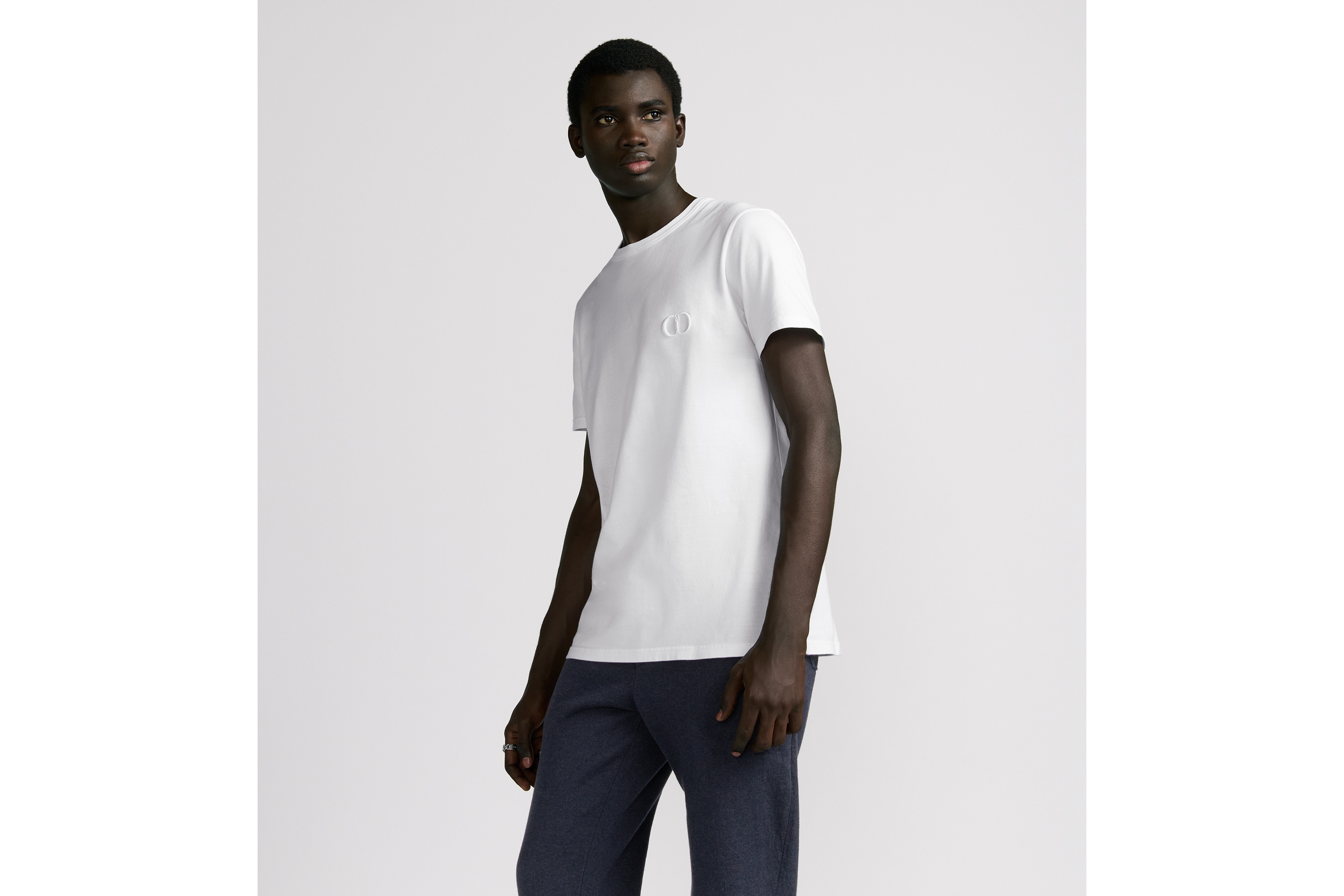 CD Icon T-Shirt, Regular Fit White Cotton Jersey E07