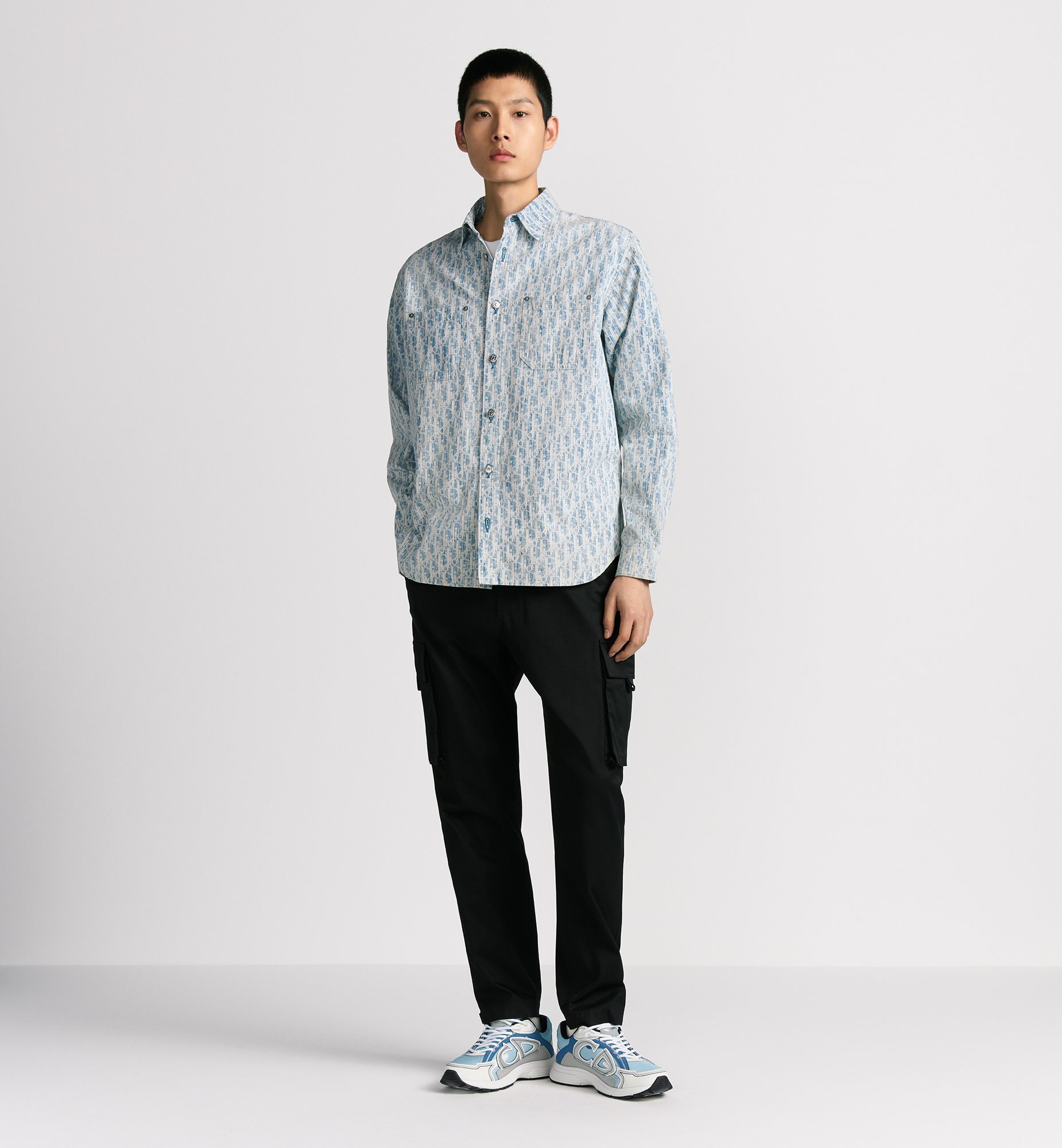 Overshirt Blue and White Dior Oblique Kasuri Cotton Denim | DIOR Overshirt Blue and White Dior Oblique Kasuri Cotton Denim | DIOR