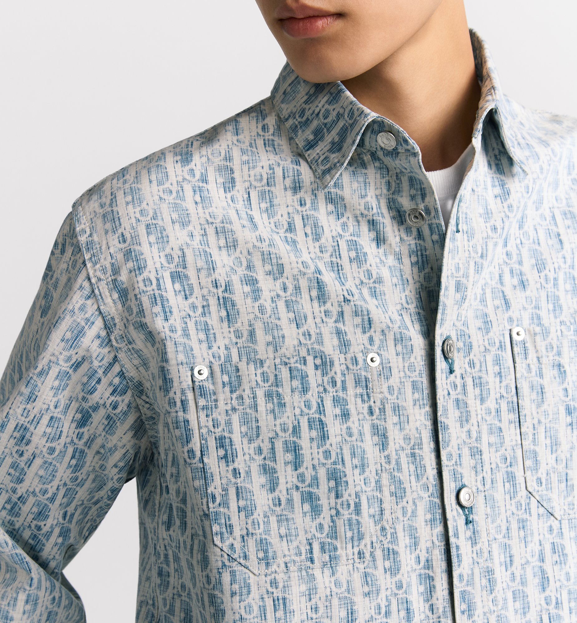 Overshirt Blue and White Dior Oblique Kasuri Cotton Denim | DIOR Overshirt Blue and White Dior Oblique Kasuri Cotton Denim | DIOR