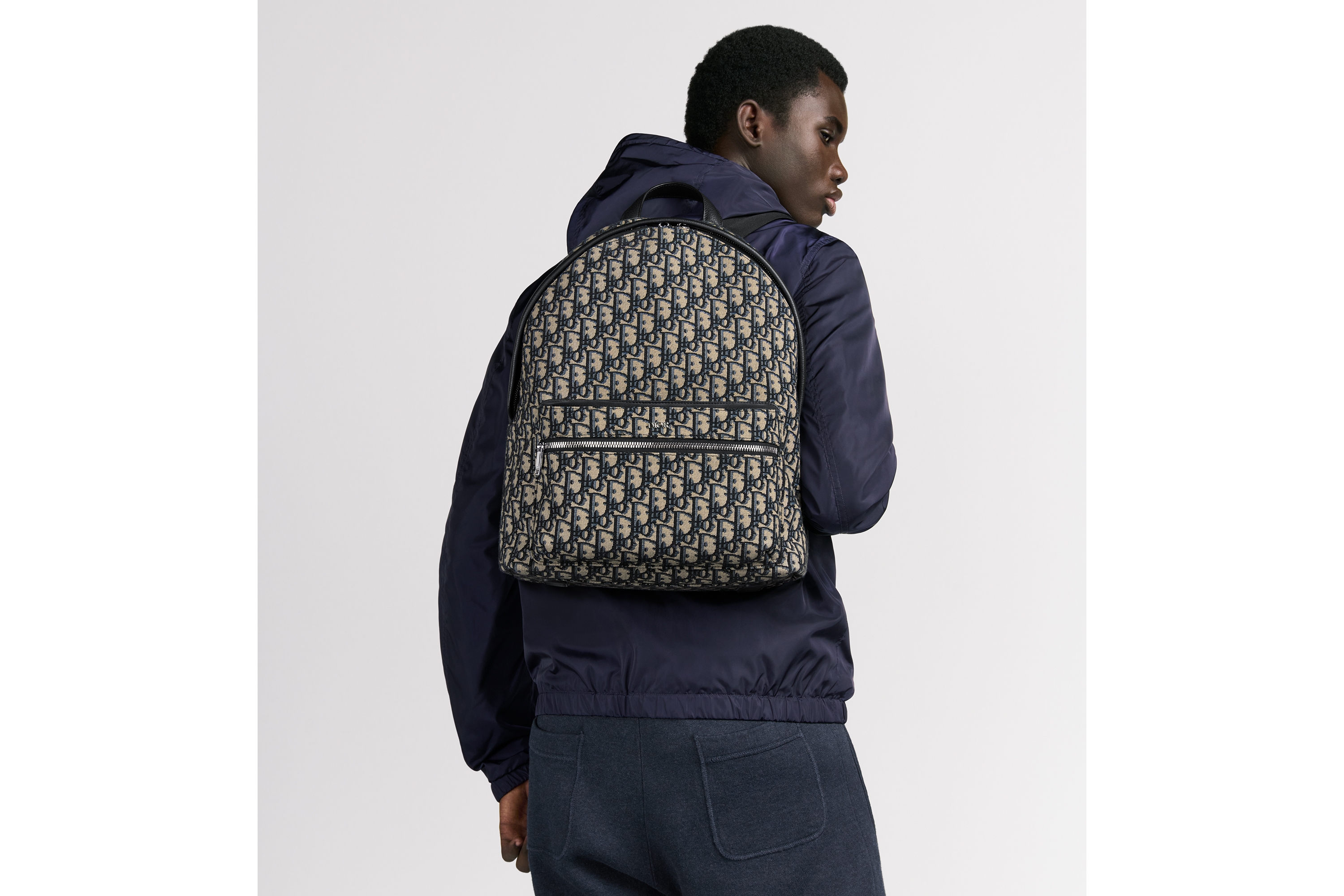 Look Rider Backpack Beige and Black Dior Oblique Jacquard E19