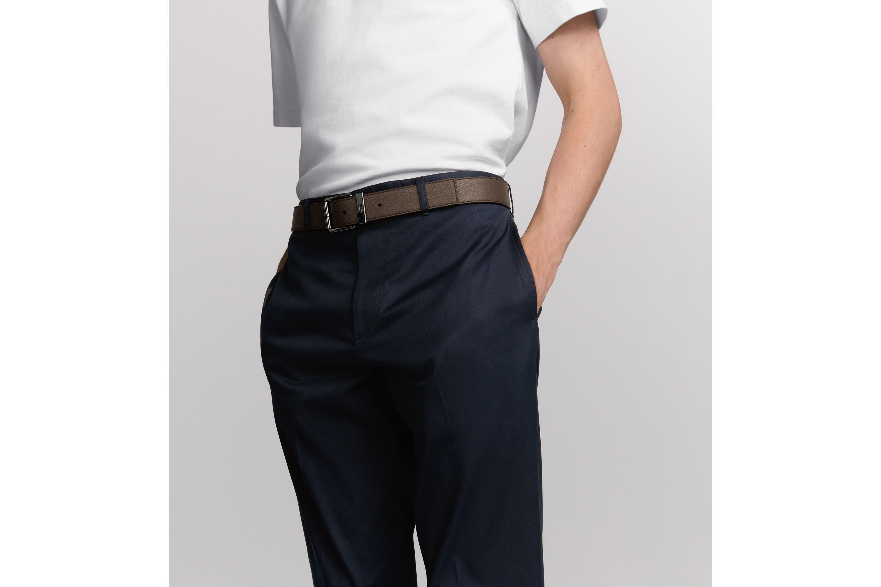 Look Ceinture Cuir de veau grainé marron, 35 mm E45