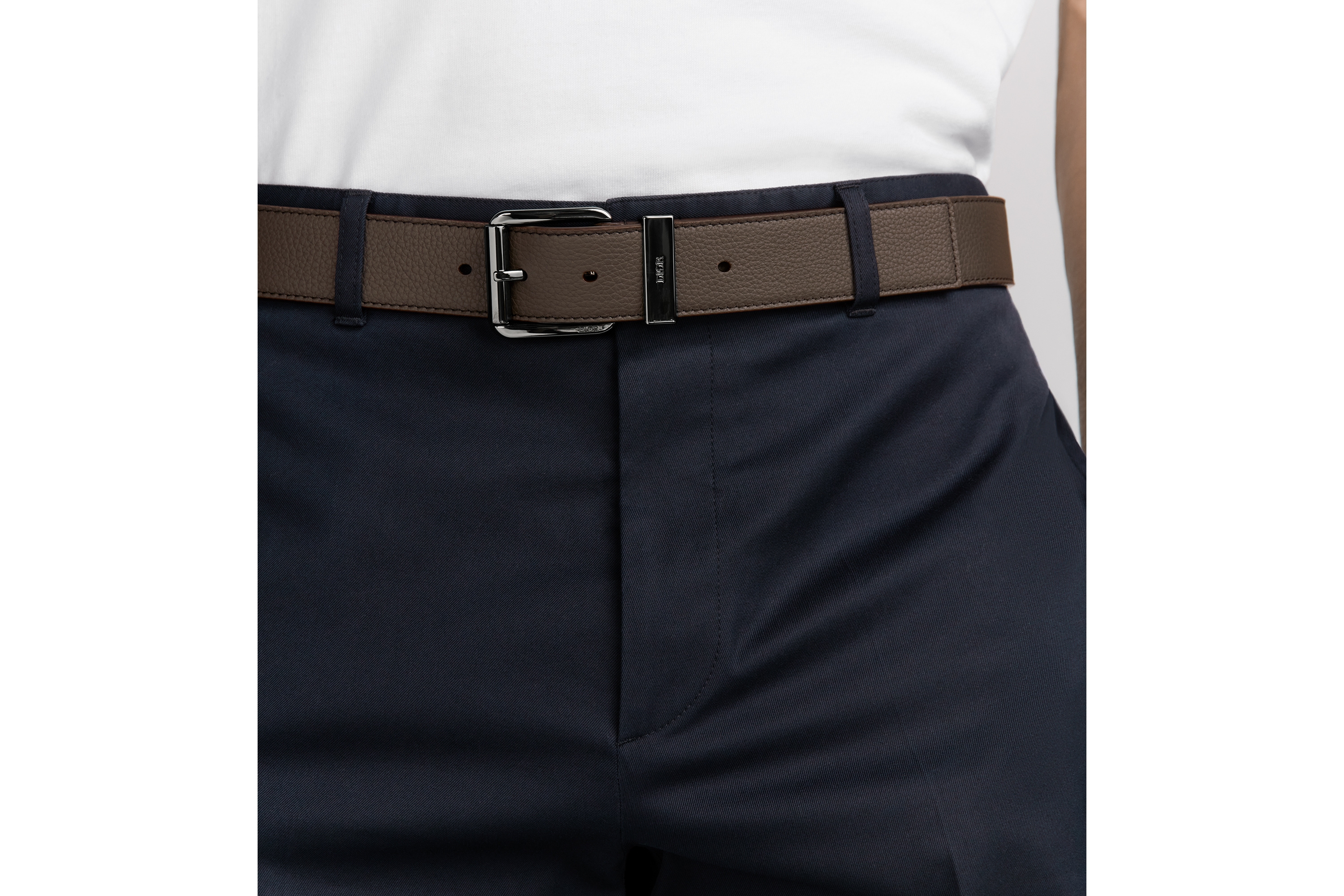 Look Ceinture Cuir de veau grainé marron, 35 mm E46