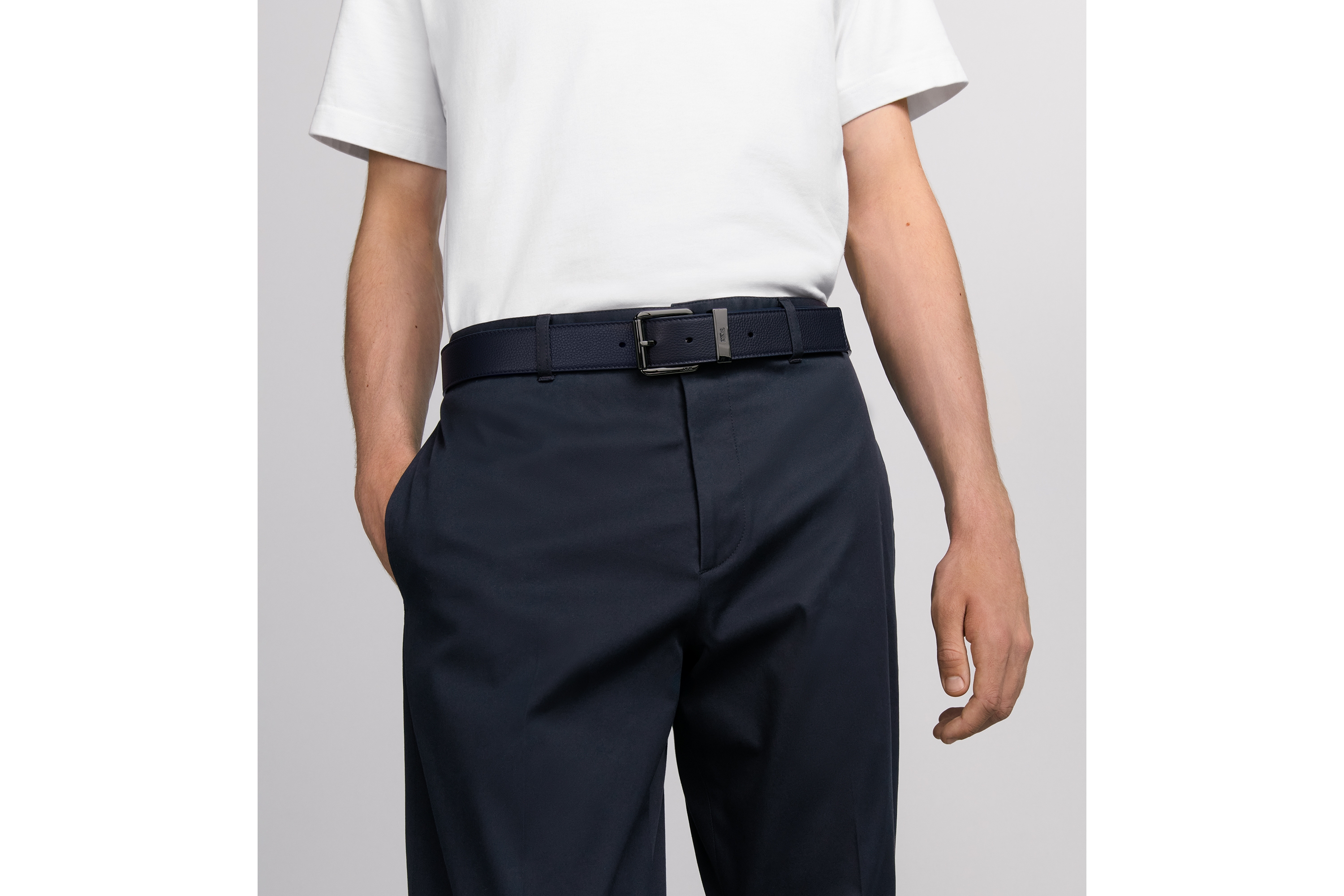 벨트 네이비 블루 그레인 송아지 가죽 벨트 35mm E45