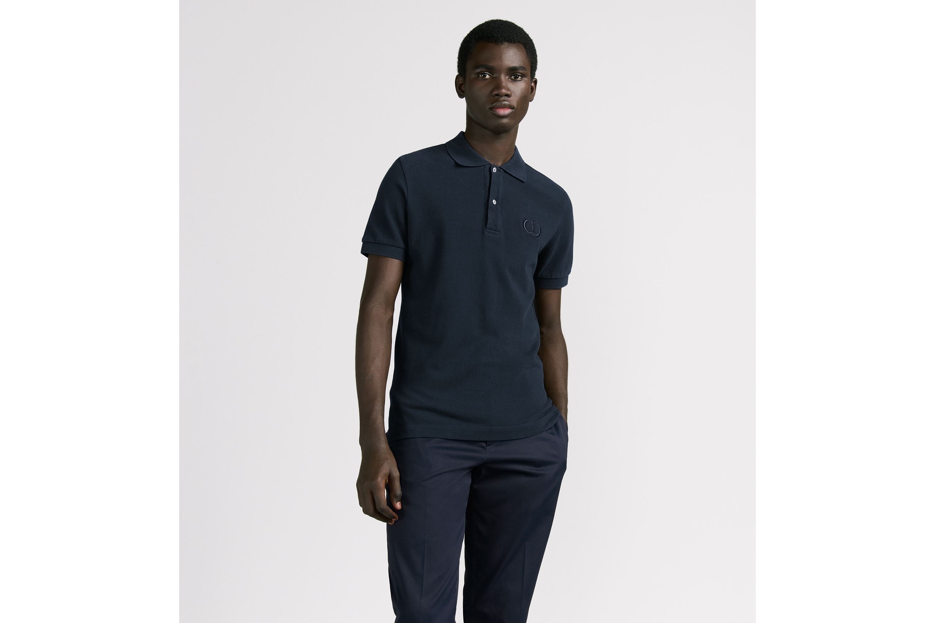Look CD Icon Polo Shirt Navy Blue Cotton Piqué E07