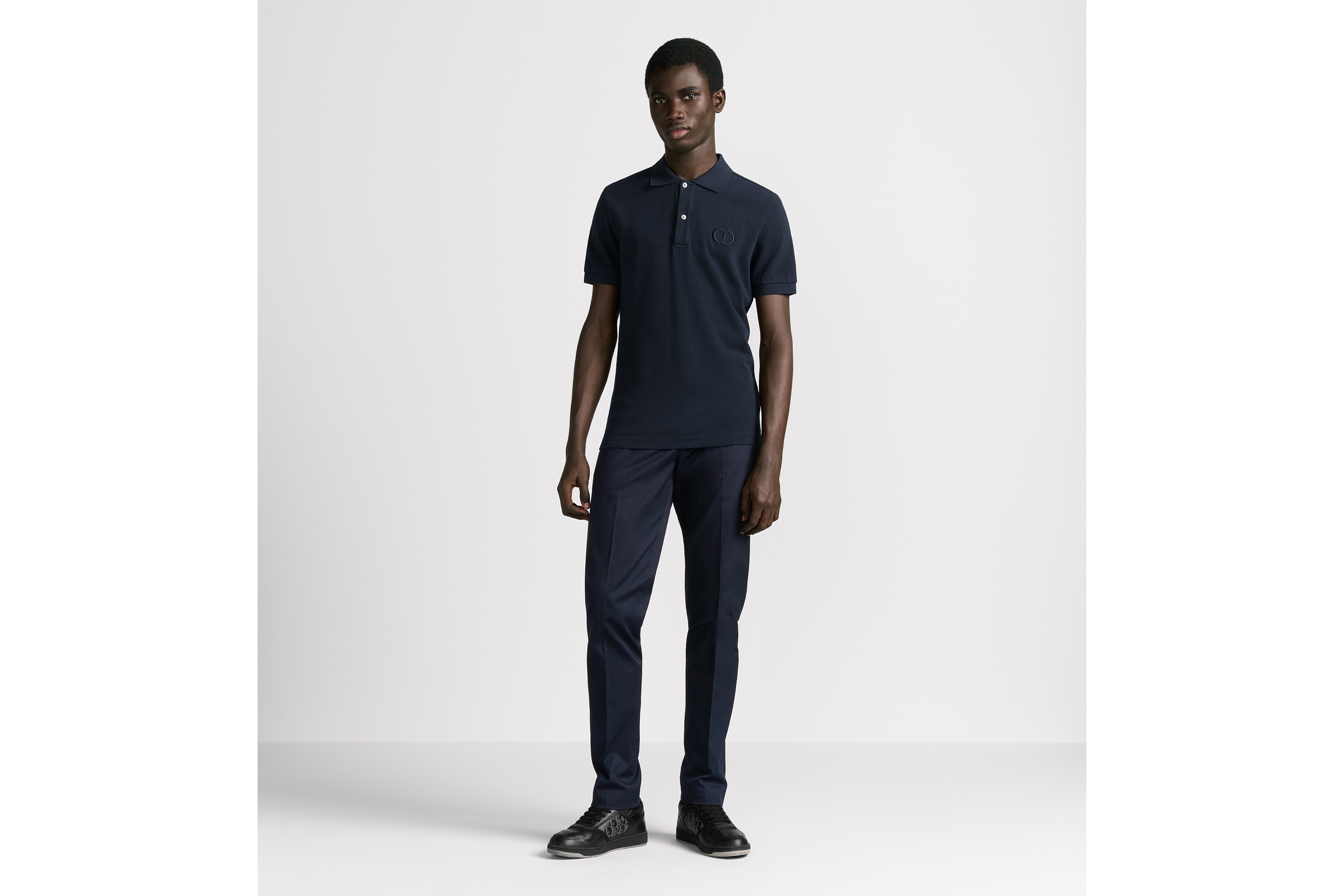 Look CD Icon Polo Shirt Navy Blue Cotton Piqué E08