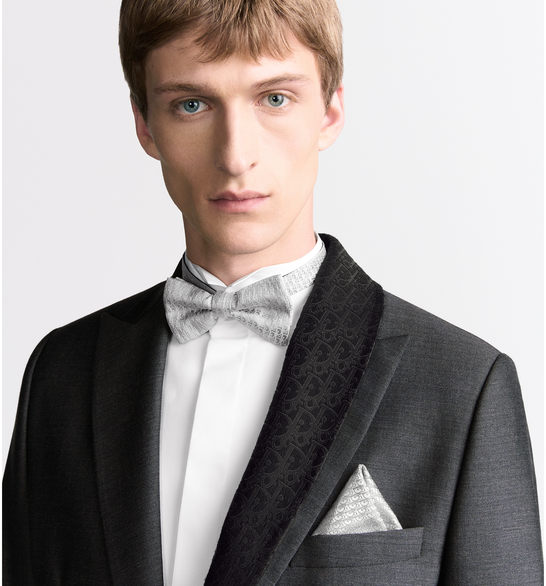 Dior Oblique Bow Tie Light Gray Silk DIOR