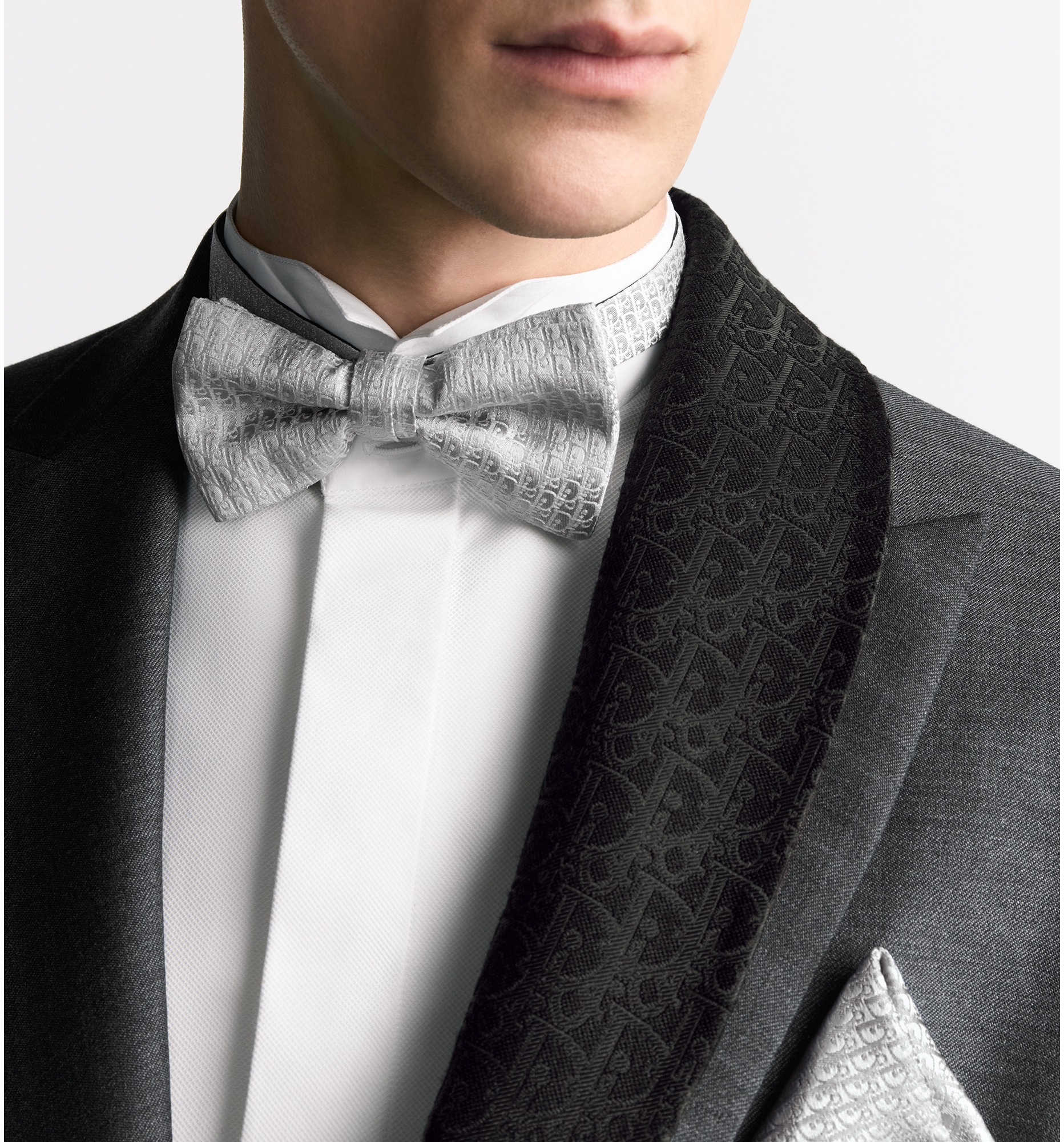 Dior Oblique Bow Tie Light Gray Silk DIOR