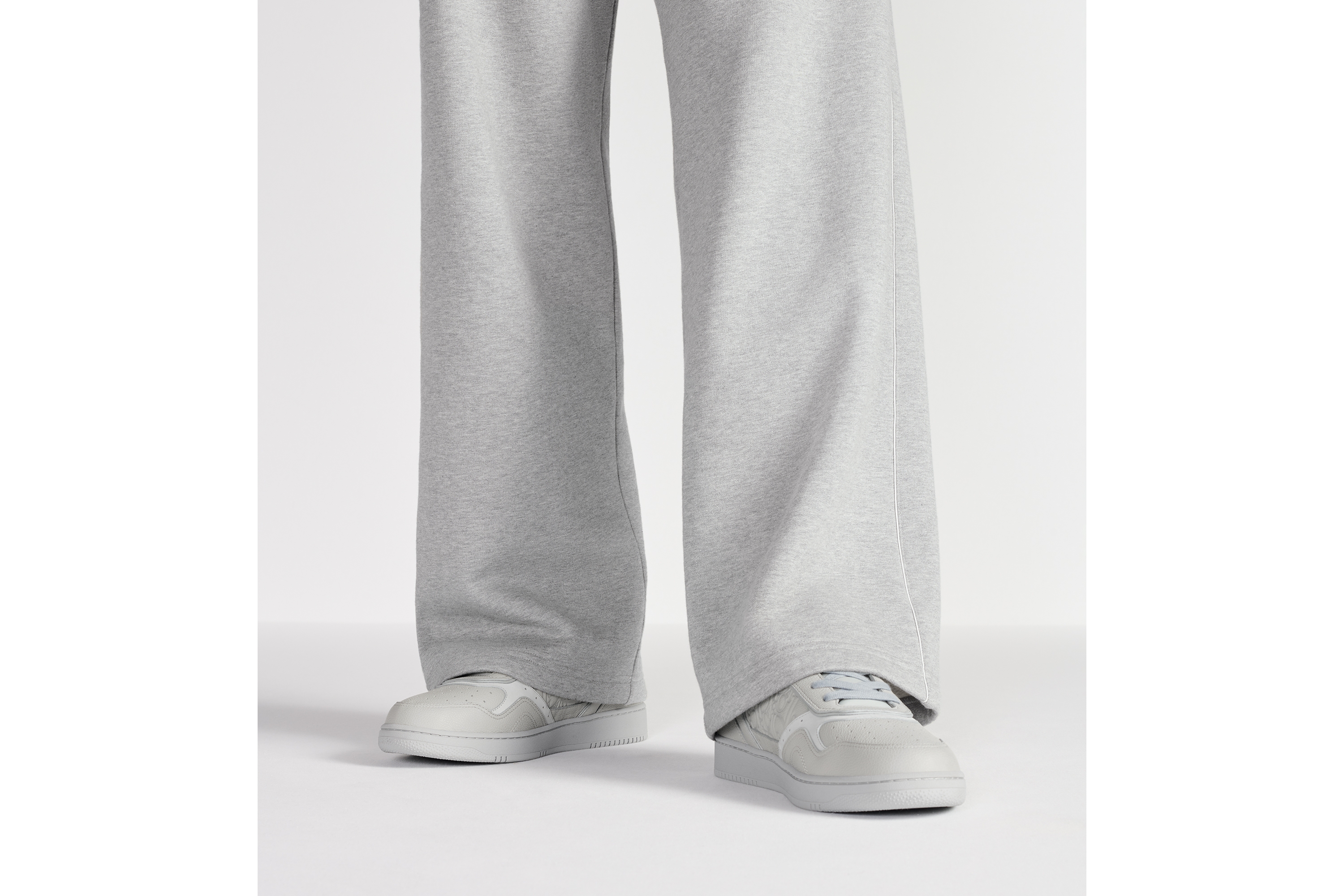 Look Sneaker B27 Uptown basse Cuir de veau grainé gris et cuir Dior Gravity gris E23