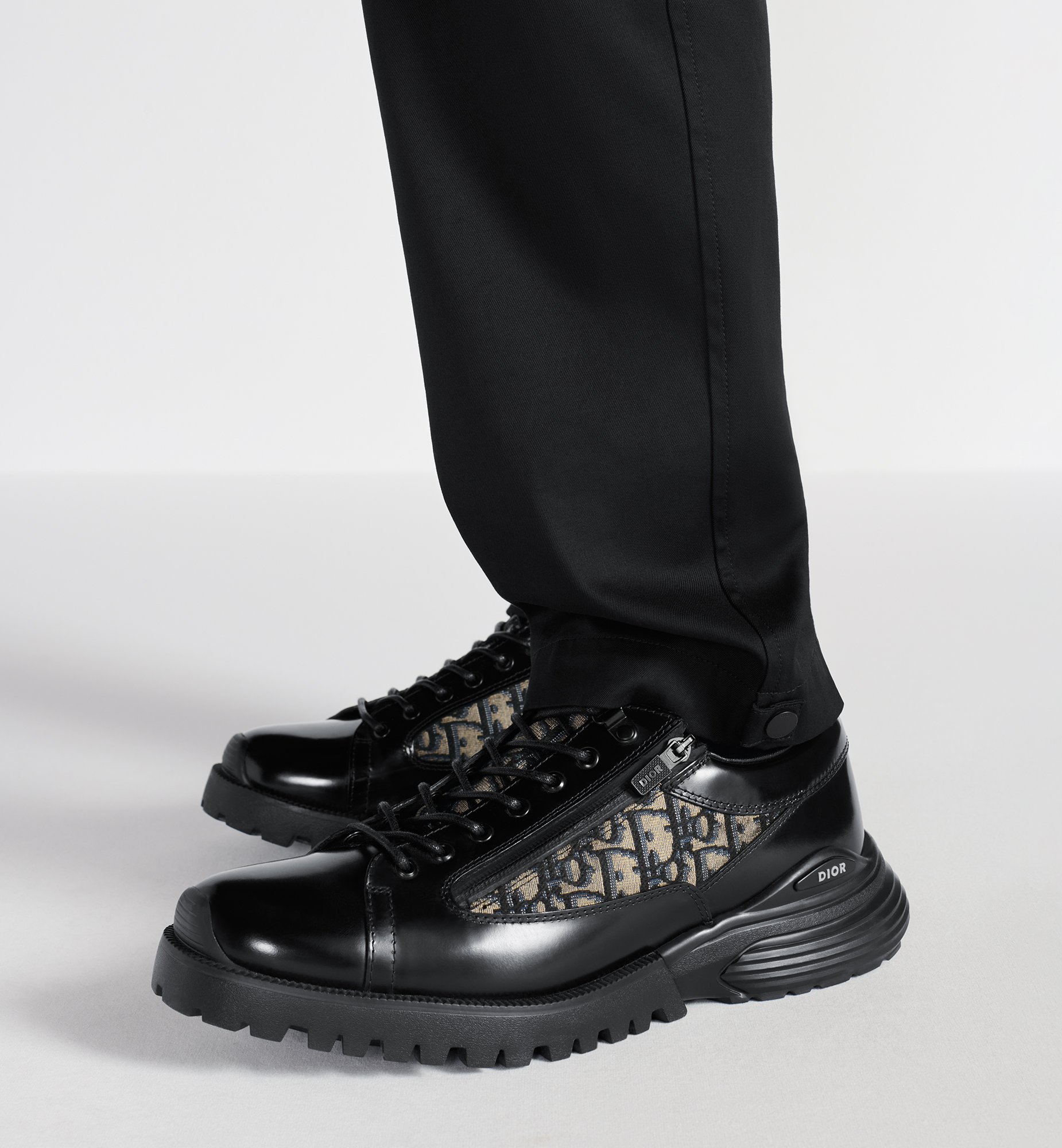 Dior Combat Derby Shoe Black Polished Calfskin with Beige Dior Combat Derby Shoe Black Polished Calfskin with Beige