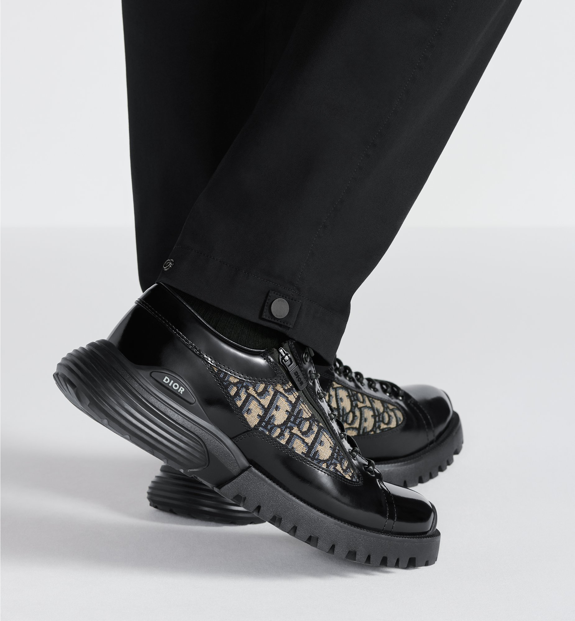 Dior Combat Derby Shoe Black Polished Calfskin with Beige Dior Combat Derby Shoe Black Polished Calfskin with Beige