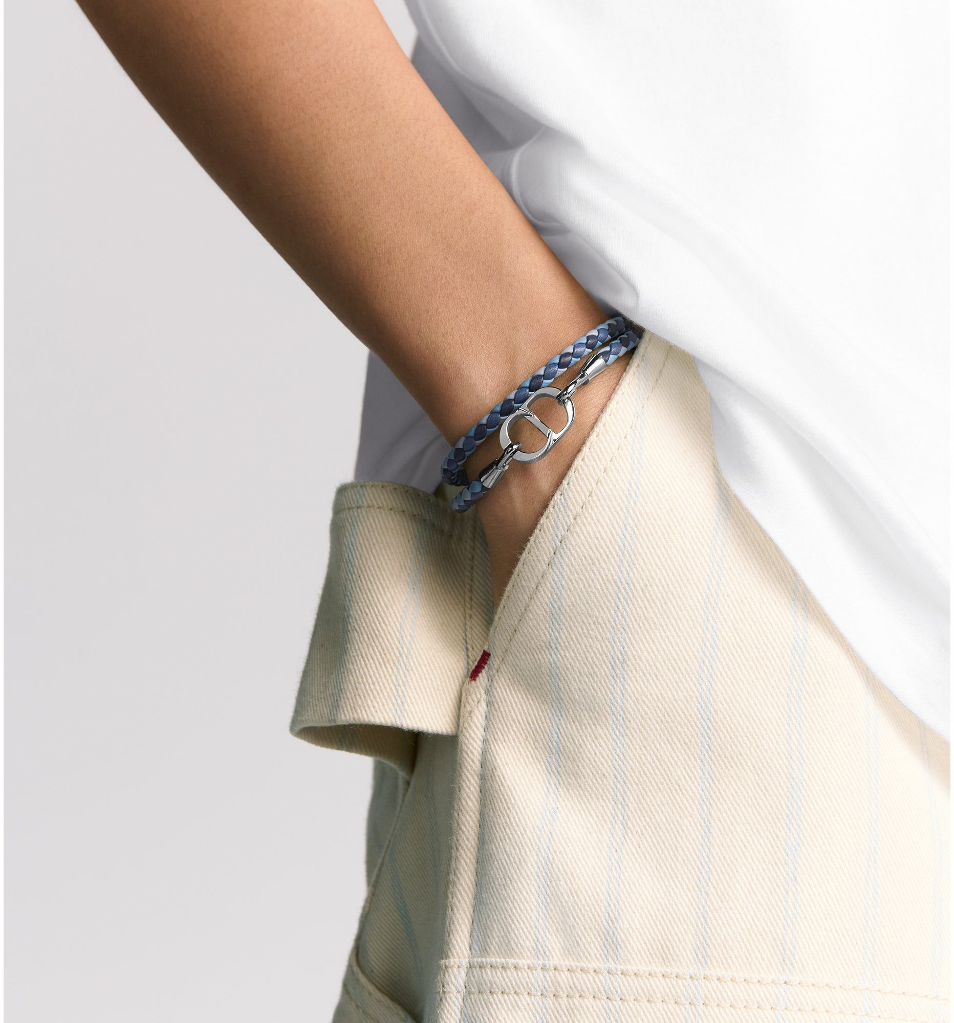aria_look Bracciale doppio in pelle intrecciata CD Icon