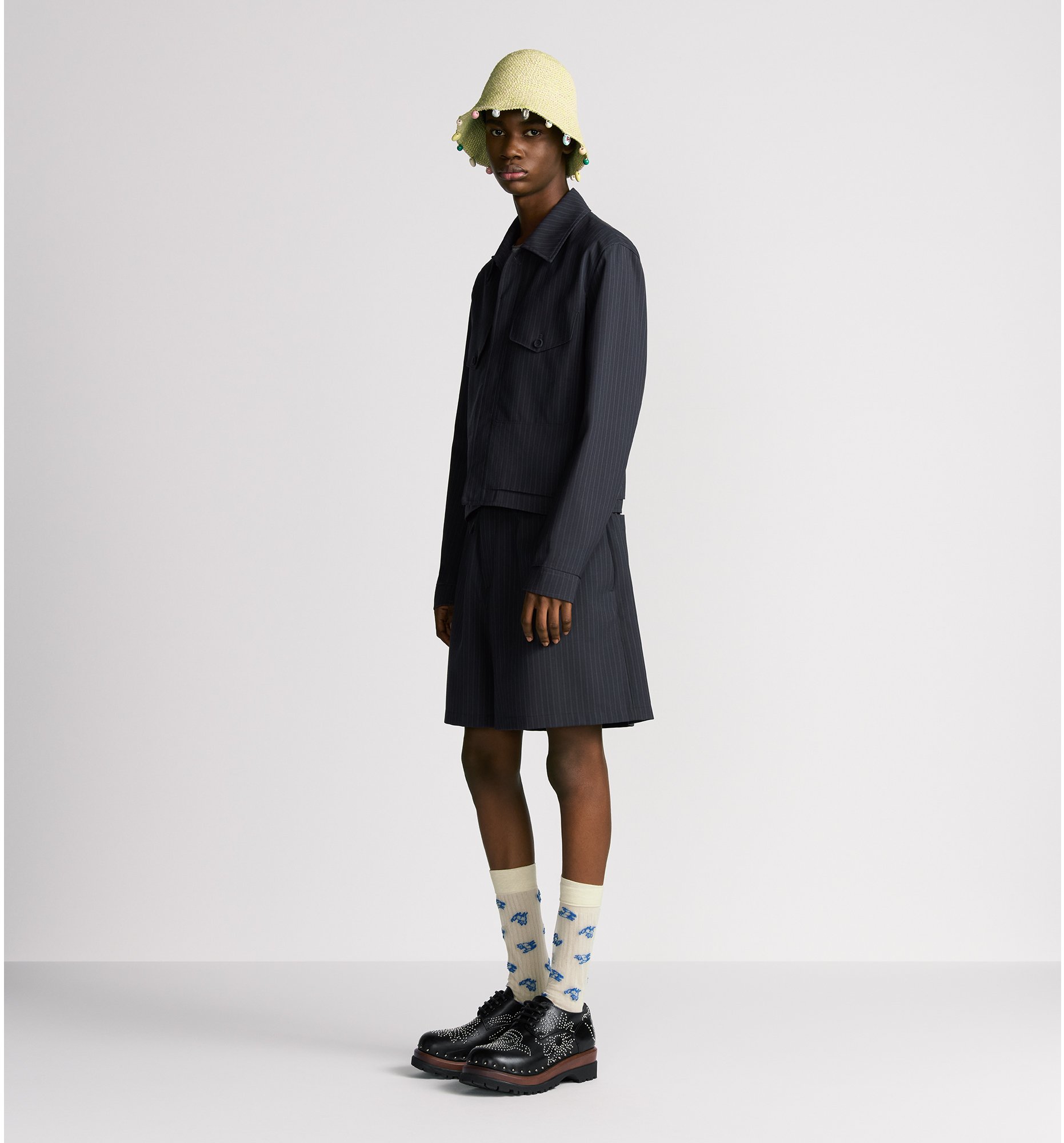 aria_look Jacket with Spread Collar Profile view